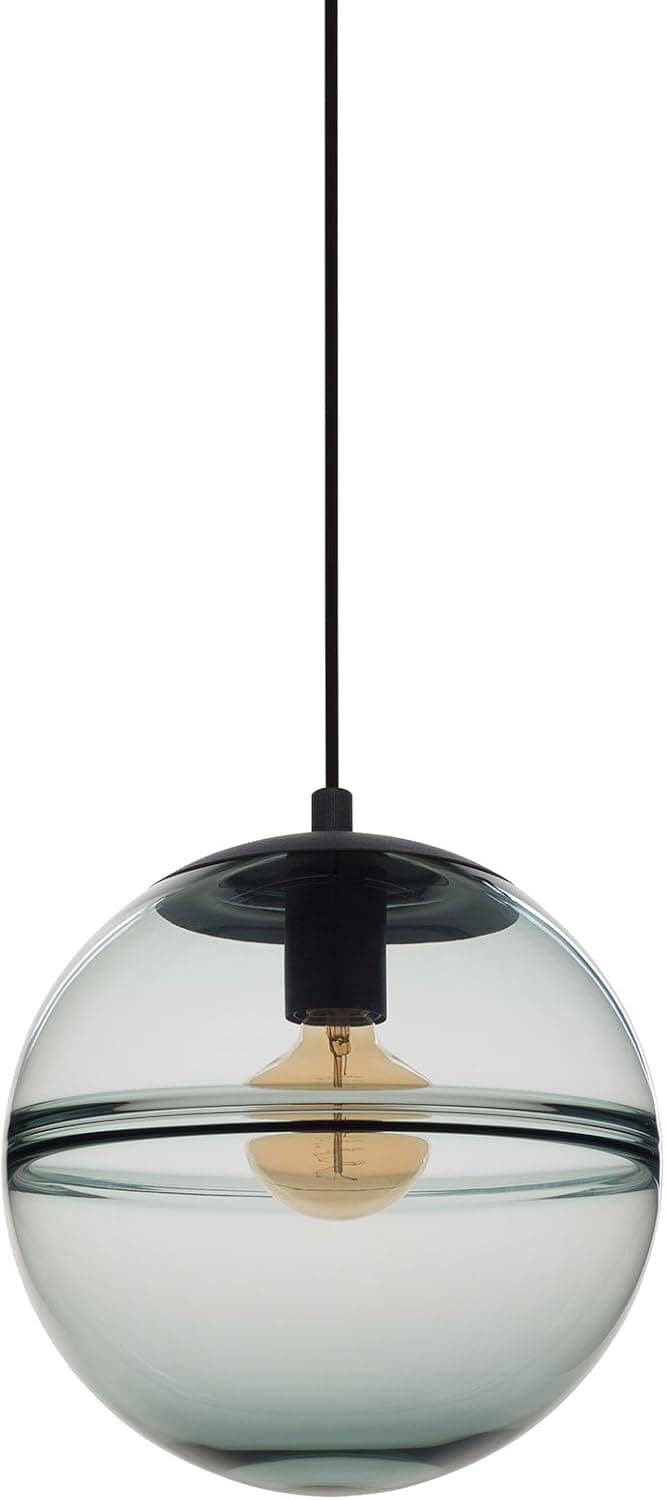 CASAMOTION Unique Optic Contemporary Hand Blown Glass Pendant Light, Ceiling Hanging Lighting Fixtures, Light Grey Blue