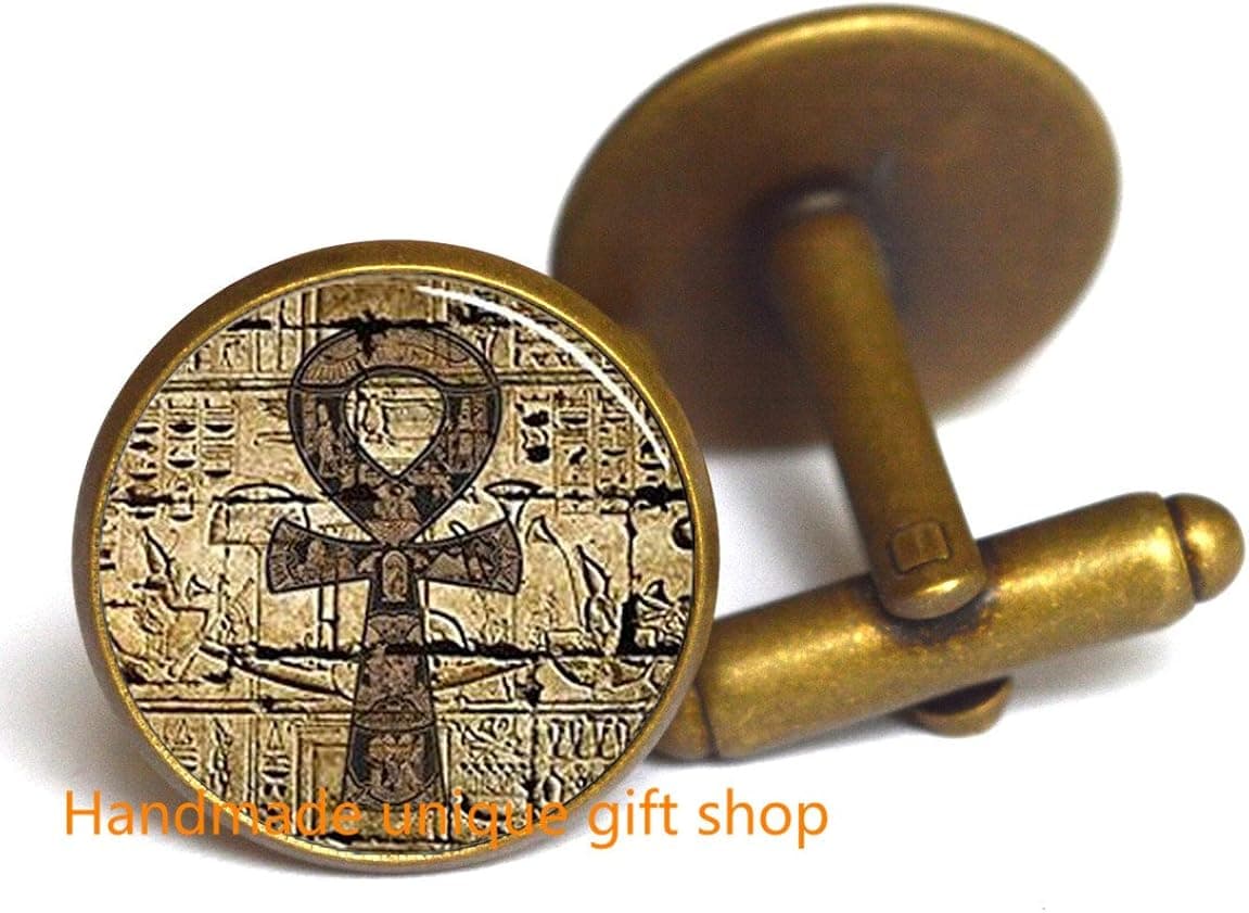 Fashion Cufflink,Egyptian Cufflink, Egyptian Ankh Cufflink, Eternal Life Cufflink, Egyptian Jewelry-RC192