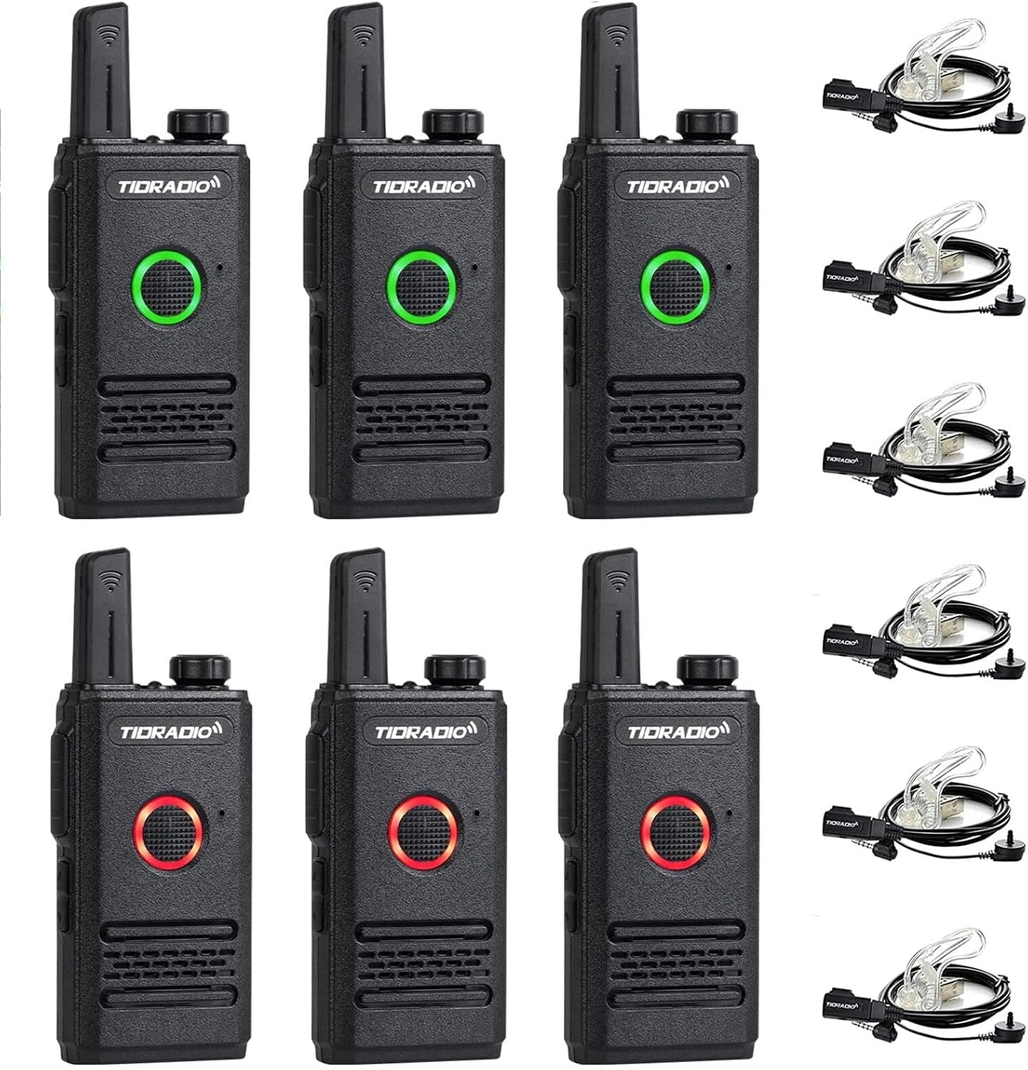 TIDRADIO M6 Walkie Talkies for Adults Long Range 22 Channel Air Acoustic Earpiece with Mic USB Rechargeable Handheld Two-Way Radios Transceiver Walky Talky 6 Pack