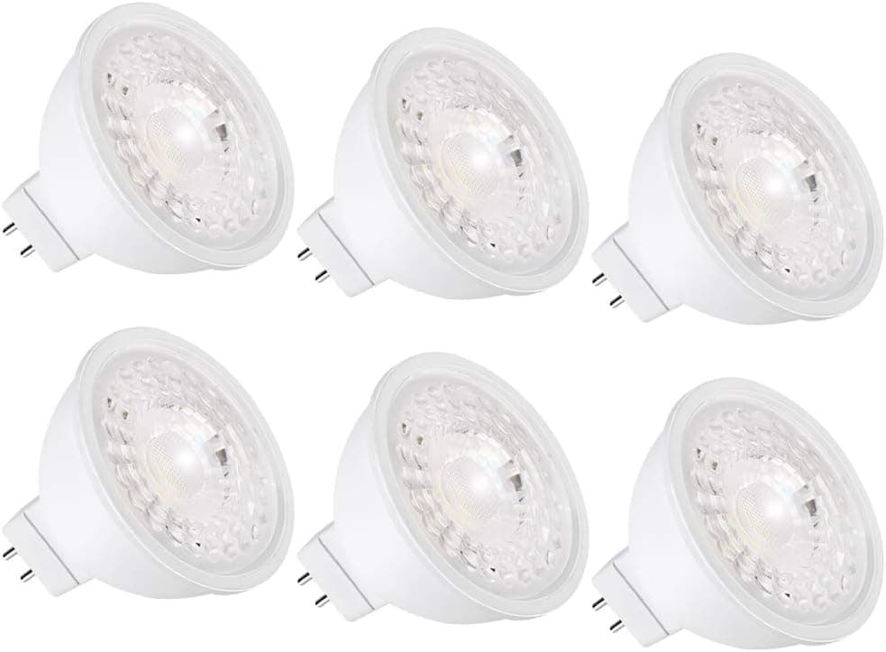 KENESCALR LED MR16 Bulb 12V 50W Halogen Equivalent 3000K Warm White Non-Dimmable 5W 500LM 40 Degree Narrow Flood for Track Light, Outdoor Landscape Lights 6-Pack
