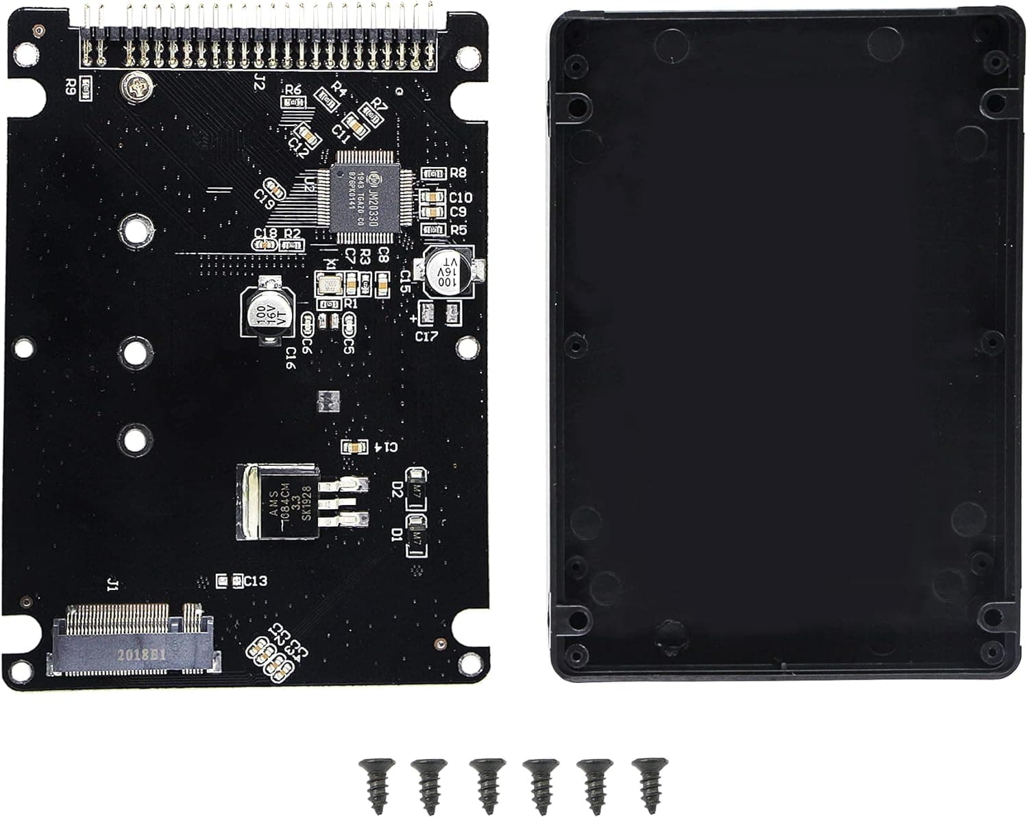 GINTOOYUN M.2 NGFF SATA SSD to 2.5" IDE 44pin Enclosure Adapter, Black for Notebook Laptop，Desktop Computer and More
