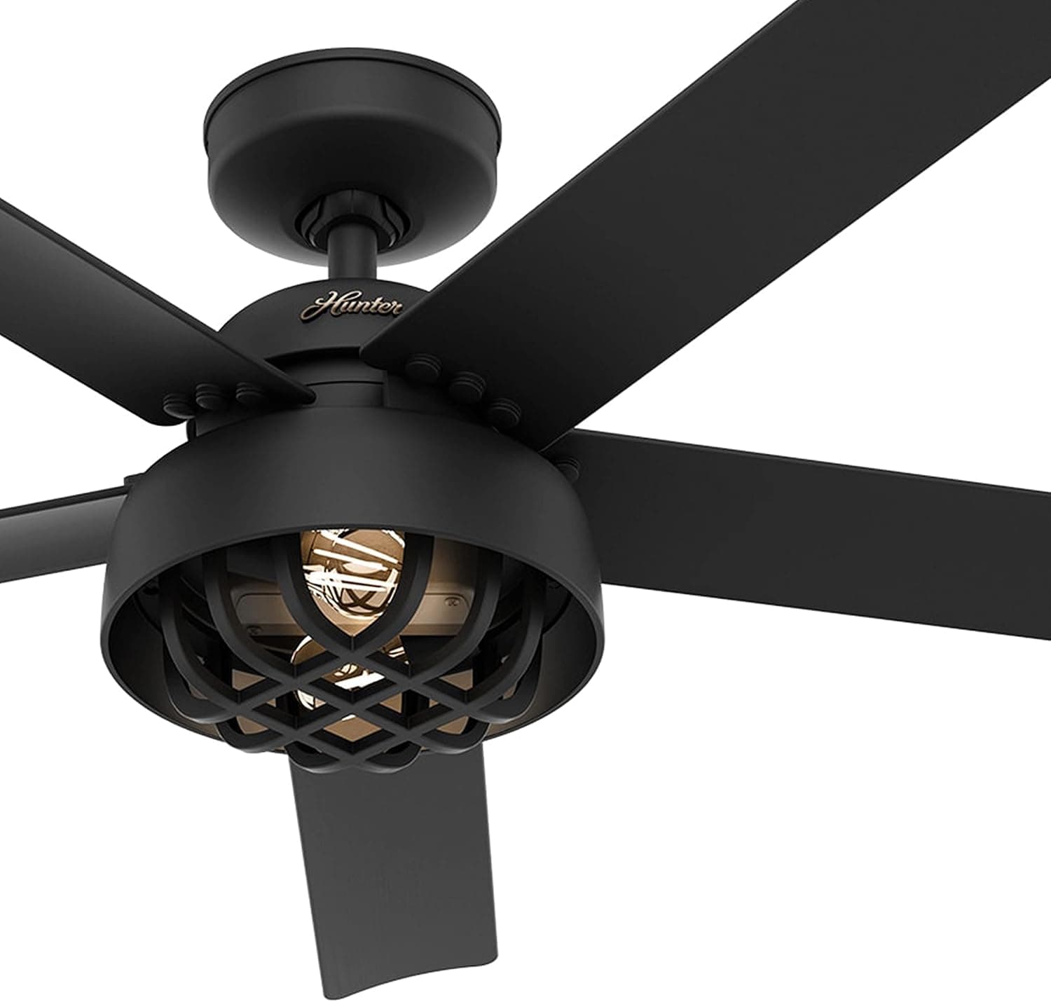 Hunter Fan 52 inch Casual Matte Black Outdoor Ceiling Fan with Light Kit and Remote Control (Renewed)