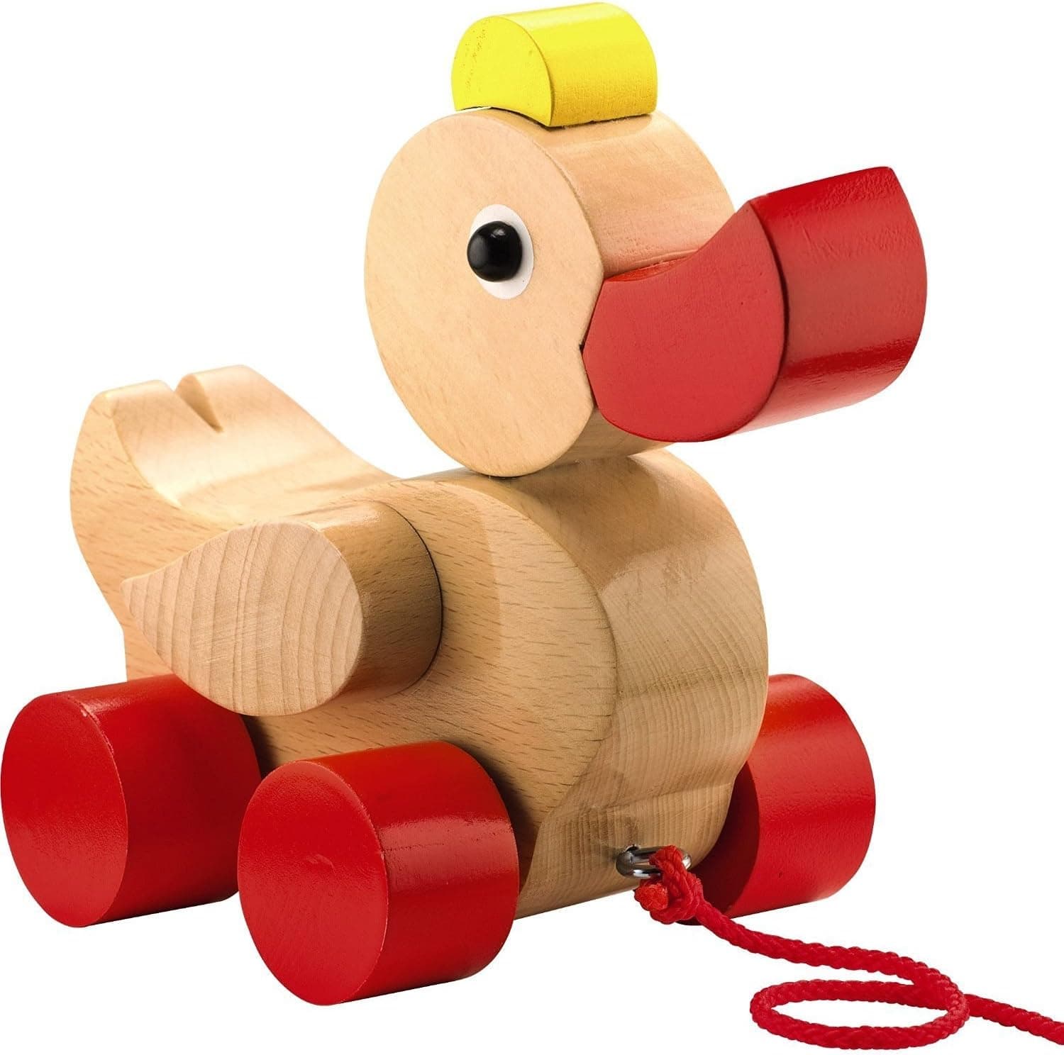 HABA Quack & Pull Classic Wooden Duck Pull Toy - Heirloom Quality Wobbling Toddler Toy Ages 1 & Up