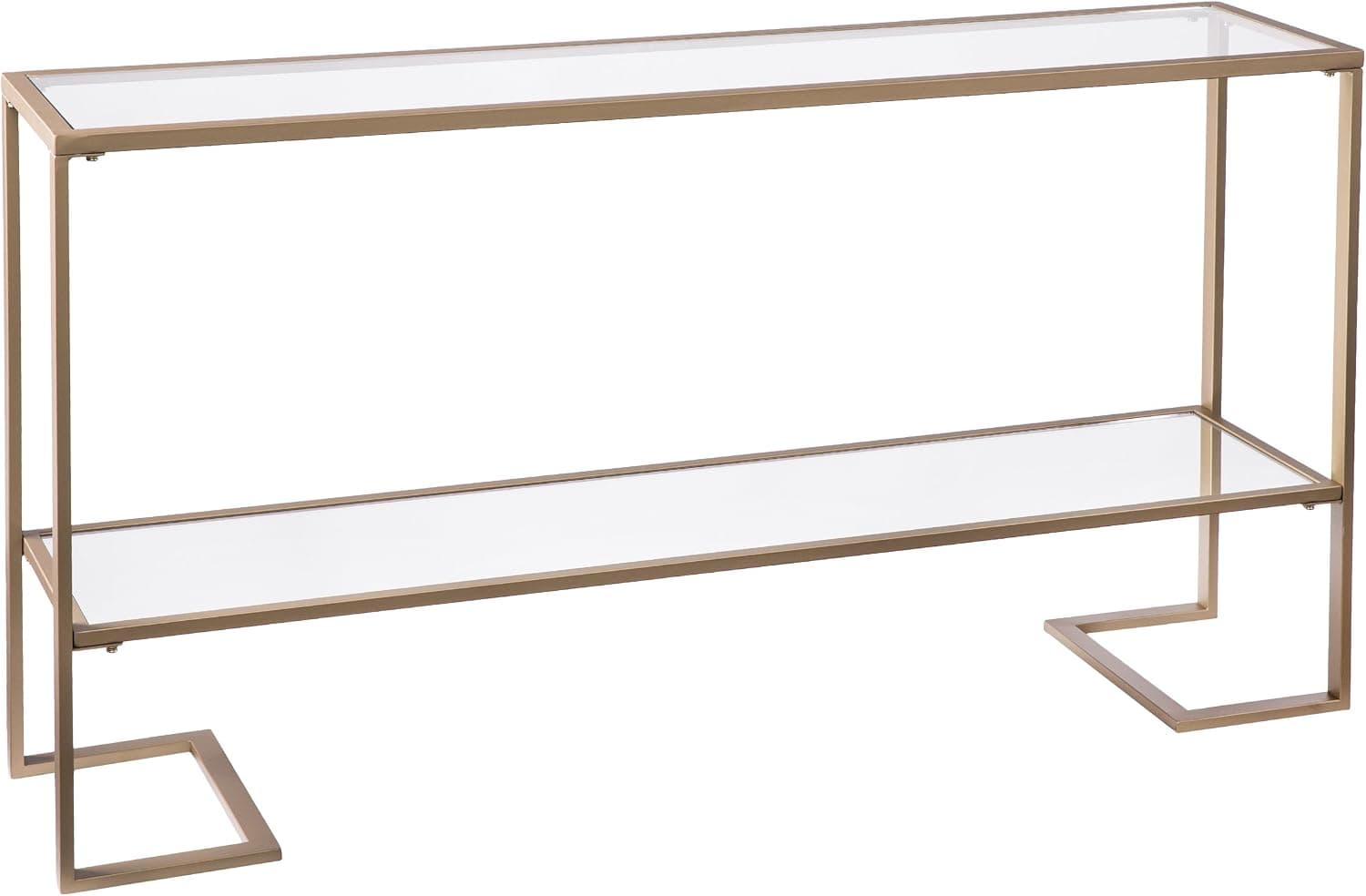 Metal Skinny Console Table - Slim Profile w/Mirror Top (52x29)