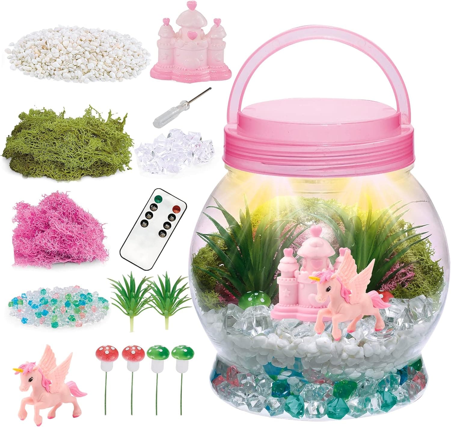 DIY Light-Up Unicorn Terrarium Kit for Girls, Unicorn Craft Nightlight Gift, Make Your Own Wonder Garden, Birthday Gift, Bedroom Decor Gifts for Kids Ages 4 5 6 7 8 9 10 Years and up
