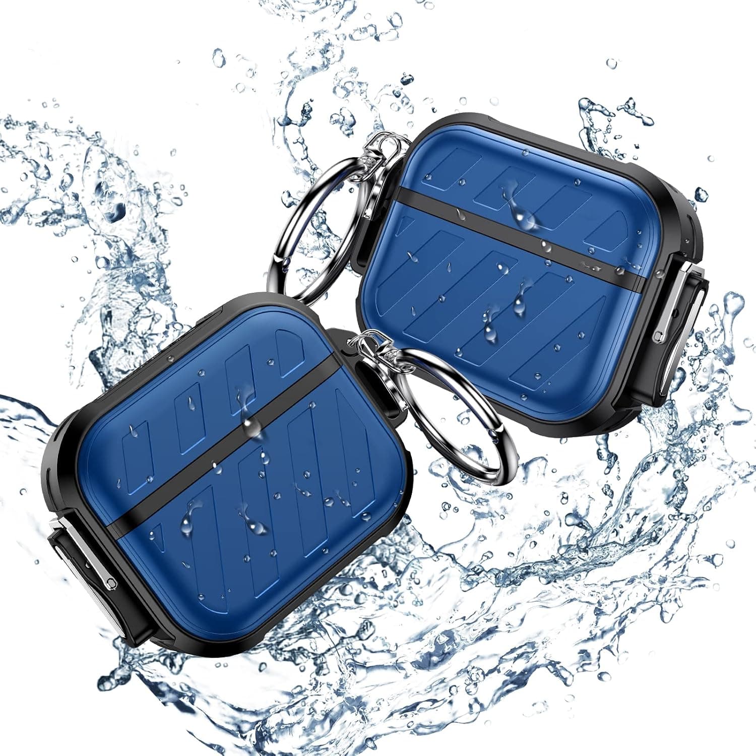 ROCKREGE Compatible with Apple Airpods 3rd Generation Case Waterproof Cover for Man Women, Full-Body Military Grade Protective Case Cover with Keychain and Secure Lock for AirPods 3 Case(Blue)