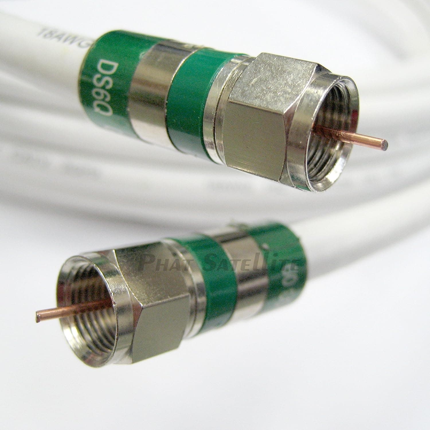 60ft Quad Shield RG-6 Coax 75 Ohm 3Ghz Cable (CATV, Satellite TV, or Broadband Internet) with Compression COAXIAL CONNECTORS