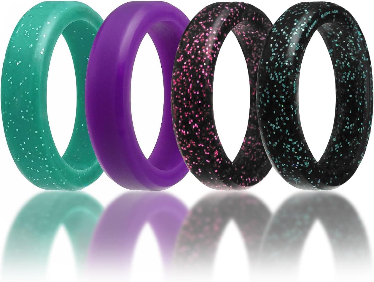 ROQ Silicone Rubber Wedding Ring for Men, Comfort Fit, Men's Wedding Band, Breathable Rubber Engagement Band, 6mm Wide 2mm Thick, Beveled Edge Style, Multi Packs, Multi Colors