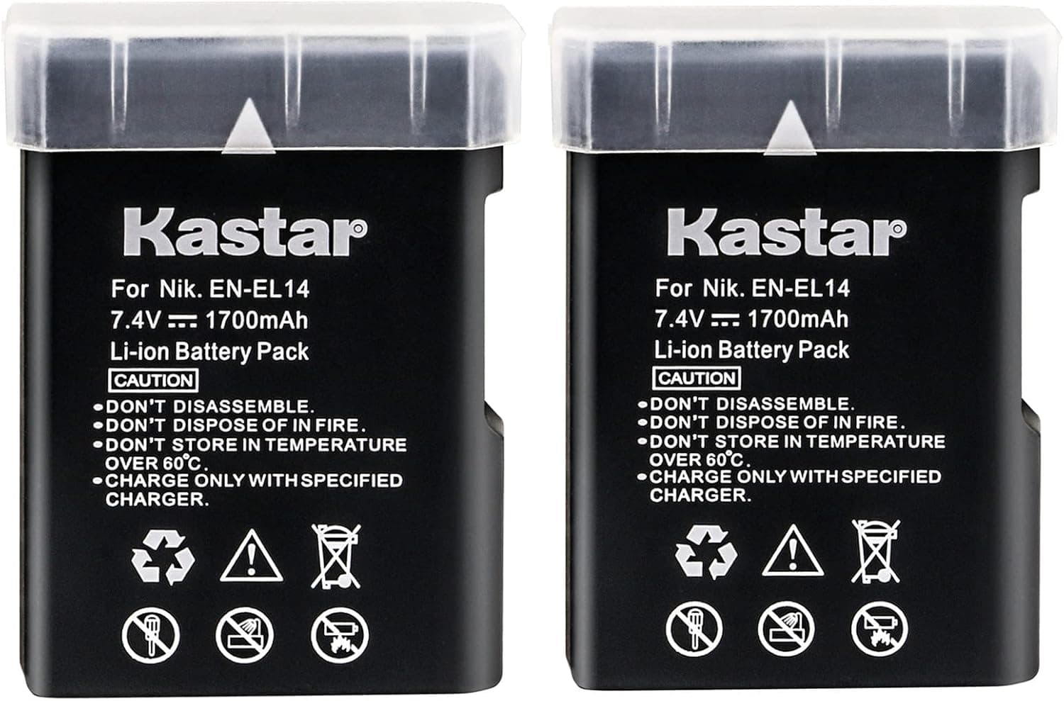 Kastar Battery (2-Pack) for Nik EN-EL14, EN-EL14a, MH-24 and Coolpix P7000, P7100, P7700, P7800, D3100 DSLR, D3200 DSLR, D3300 DSLR, D5100 DSLR, D5200 DSLR, D5300, D5500 DSLR, Df DSLR Cameras