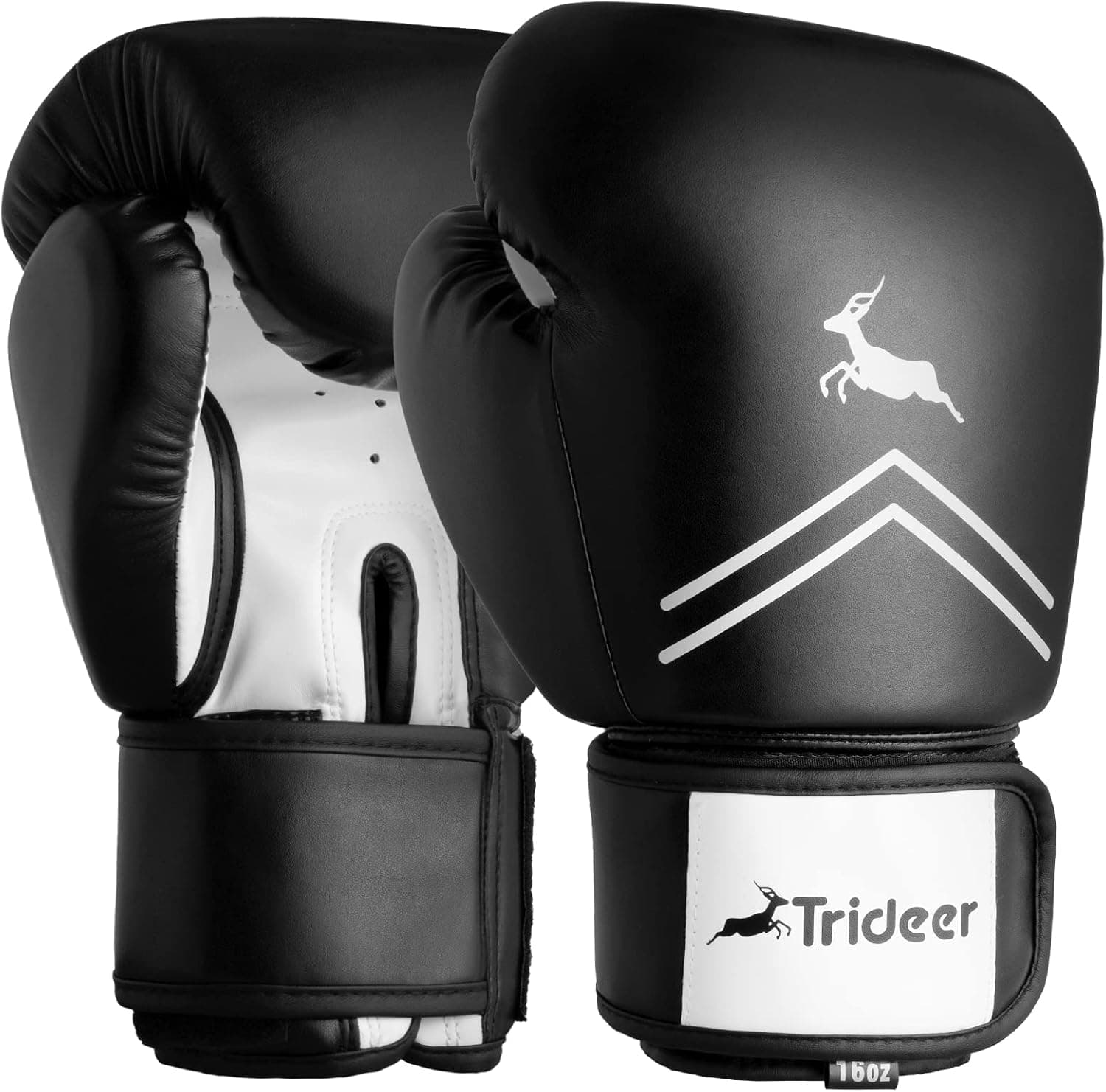 Trideer Pro Grade Boxing Gloves, Kickboxing Bagwork Gel Sparring Training Gloves, Muay Thai Style Punching Bag Mitts, Fight Gloves Men & Women (Black & White, 12 oz)