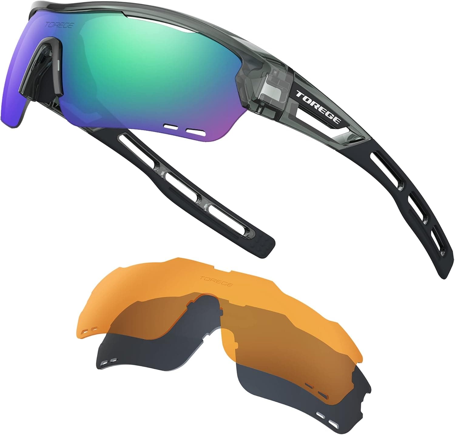 TOREGE Men's Women‘s Sports Style Polarized Sunglasses TR90 Frame Glasses