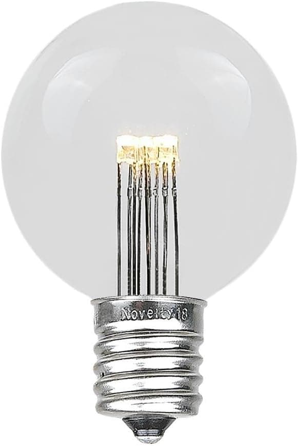 Novelty Lights 5 Pack LED G50 Outdoor Patio Globe Replacement Bulbs, Warm White, E17/C9 Base, 1 Watt