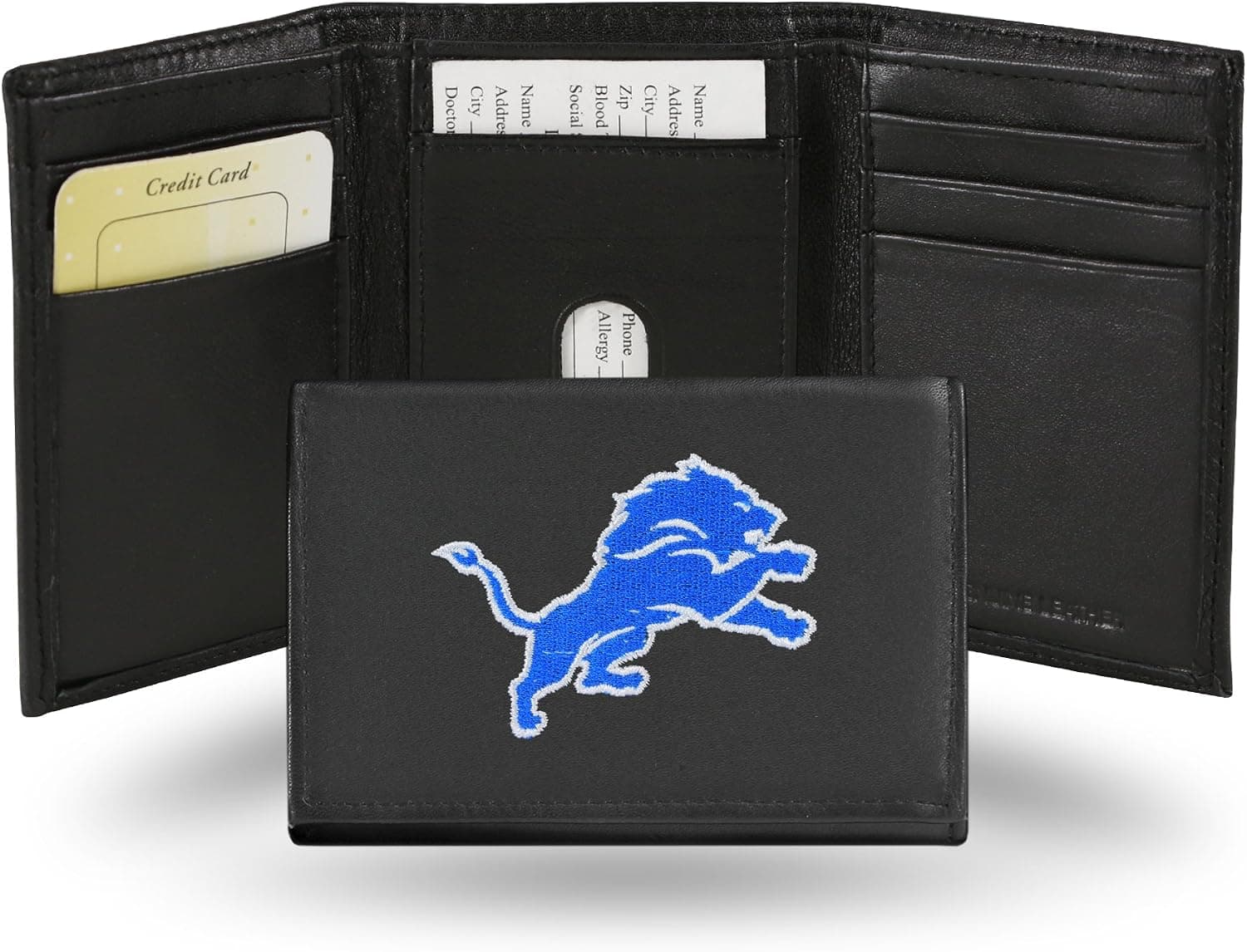 Rico Industries NFL Embroidered Genuine Leather Tri-fold Wallet 3.25" x 4.25" - Slim