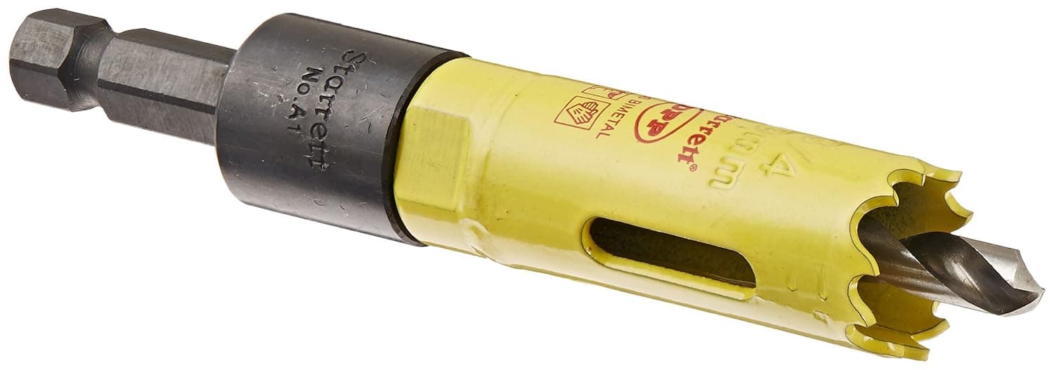 Starrett AVH0034 Bi-Metal Dual Pitch Professional Hole Saw with Quickshot Arbor, HSS Teeth, 3/4" Diameter, 1-5/8" Cutting Depth, 1/2"-20 Thread, Yellow