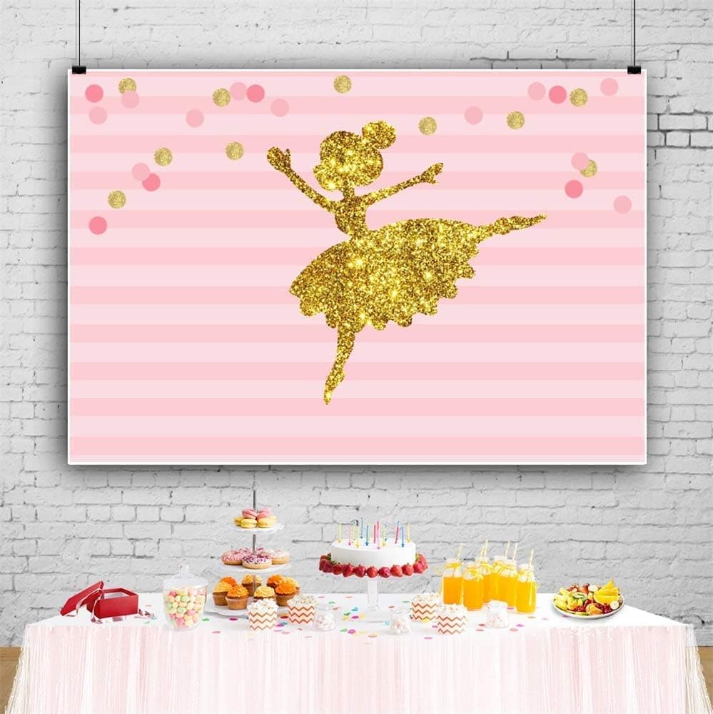 YEELE 5x3ft Little Girl Ballerina Backdrop Girl in Tutu Dress Dancing Backdrop Baby Shower Party Decoration Photography Background Girls Birthday Party Banner Photo Booth Photoshoot Studio Props