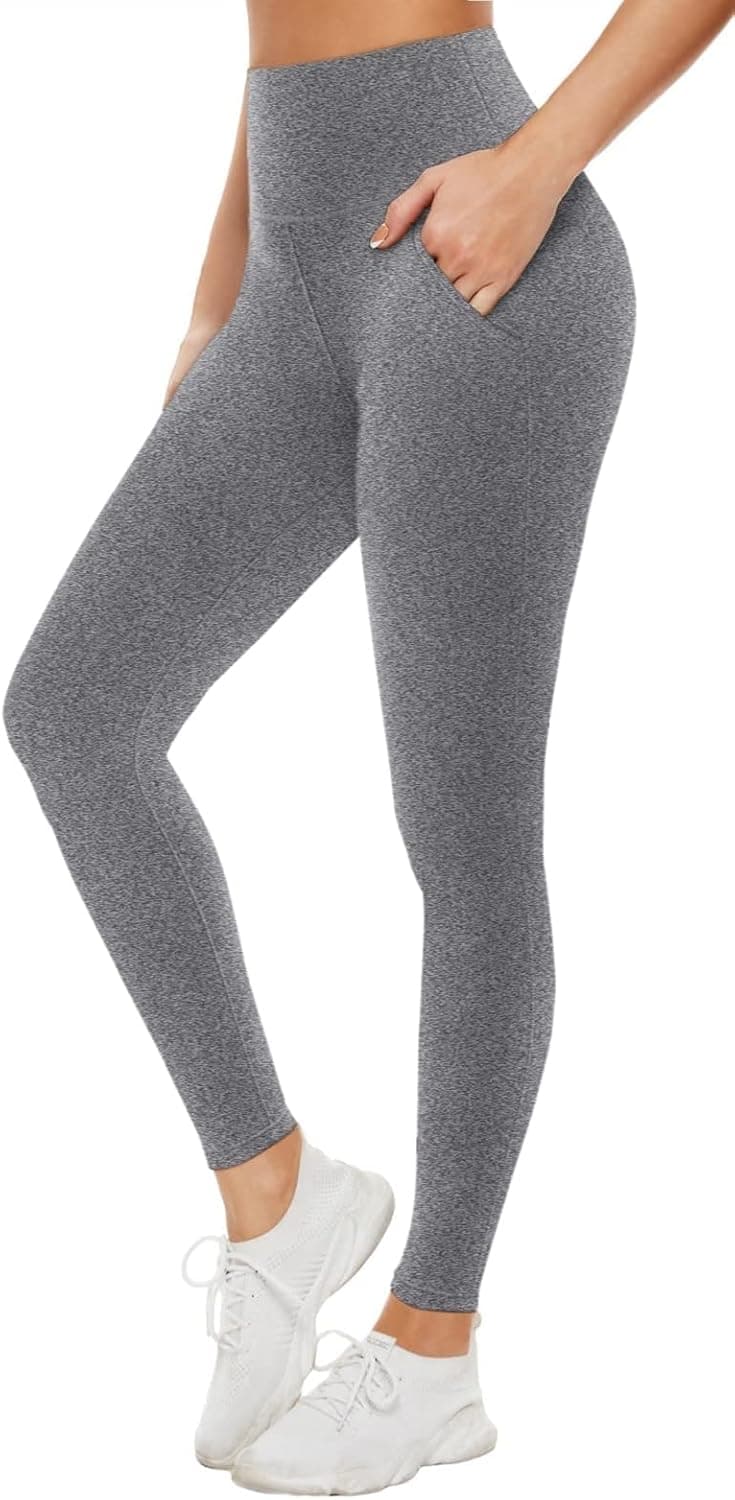 Leggings with Pockets for Women - Buttery Soft Non See Through Yoga Pants High Waist Tummy Control Workout Athletic Pants