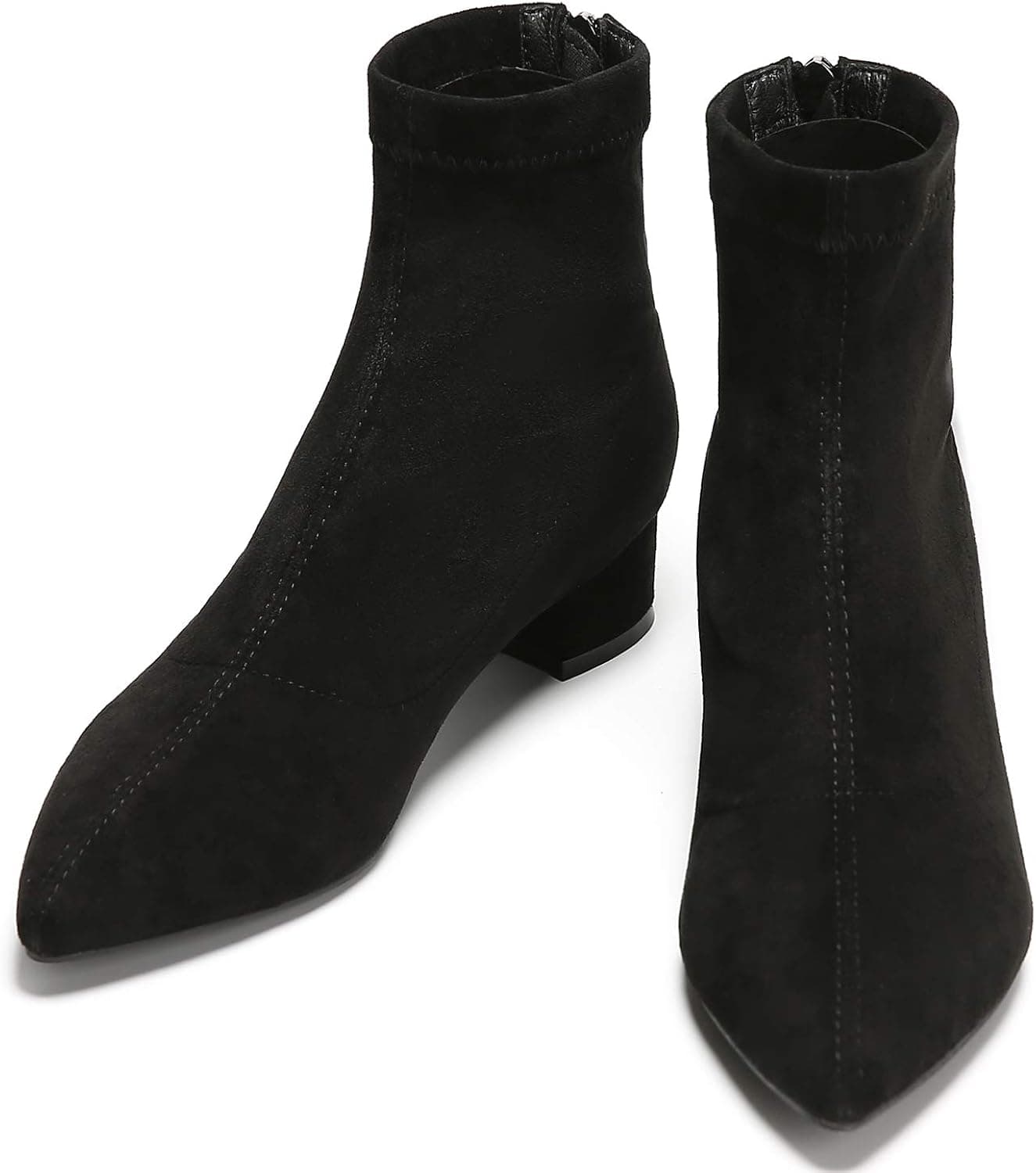 C.PARAVANO Pointed Chlsea Boots Women IBlack Ankle Boots I Womens Boot Pointed Toe I Suede Chelsea boots | Zip Closure | Booties for Women (BLACK-Pointed C2,38)
