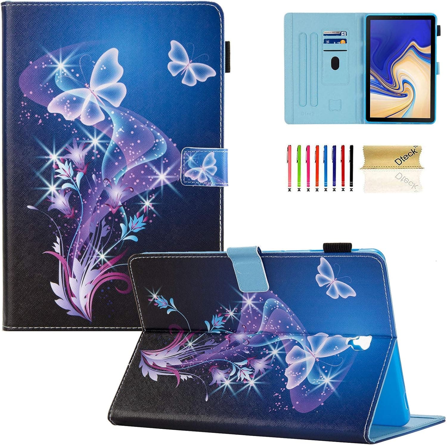 Dteck Folio Case for Samsung Galaxy Tab S4 10.5 2018 Model SM-T830/T835 - [Corner Protection] Premium PU Leather Stand Protective Cover with S Pen/Card Holder, Auto Sleep/Wake,