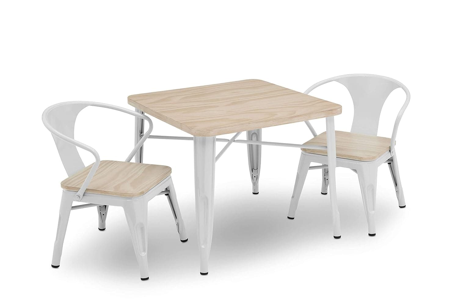 Delta Children Bistro Kids Play Table with 2-Piece Chair Set | White with Driftwood | Ideal for Arts & Crafts, Snack Time, Homeschooling, Homework & More