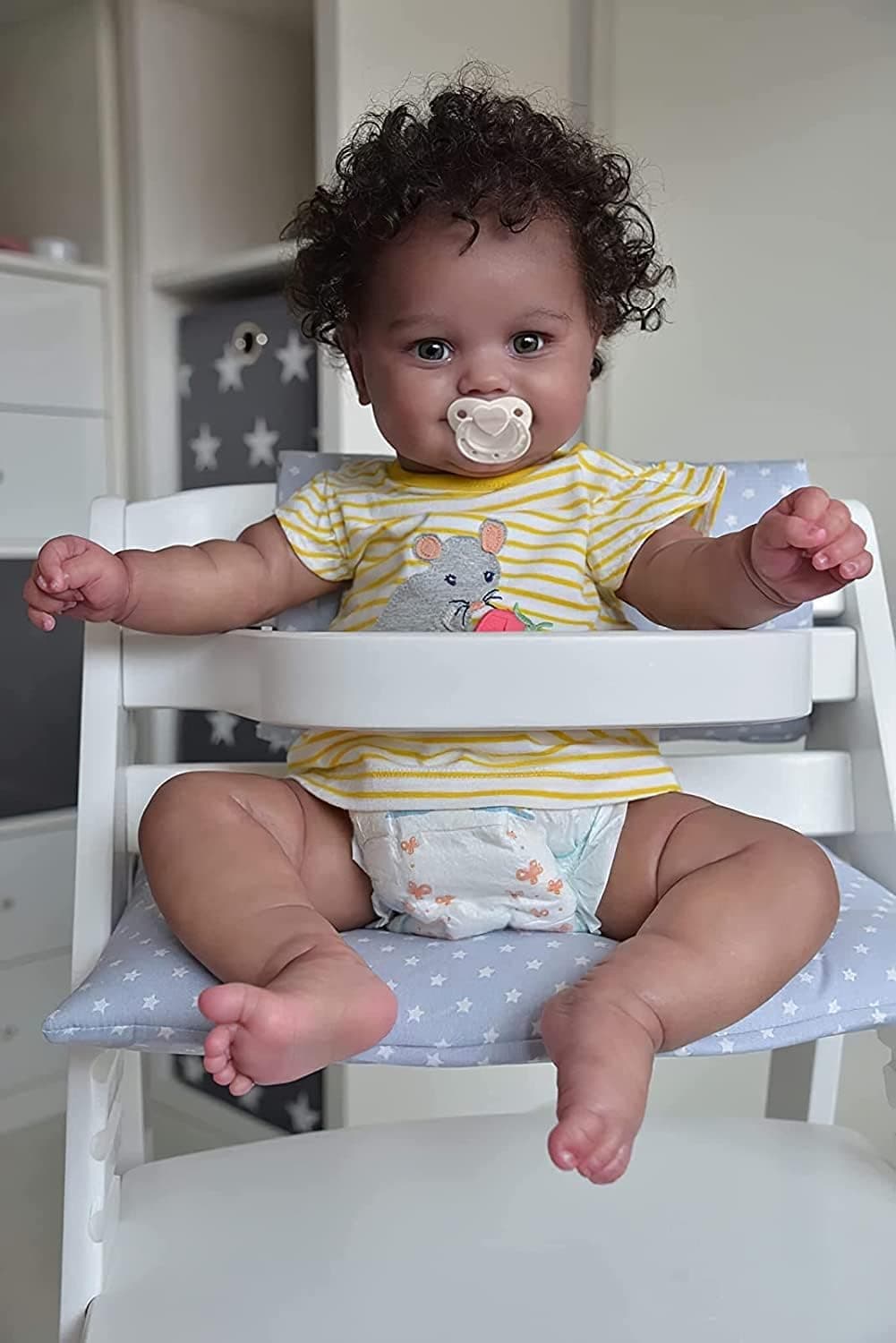 Pedolltree Lifelike Reborn Baby Dolls African American Black Baby Girl 20 inch Newborn Cute Eyes Open Handmade Real Life Baby Dolls Cloth Body with Feeding Kit & Gift Box for Kids Age 3+