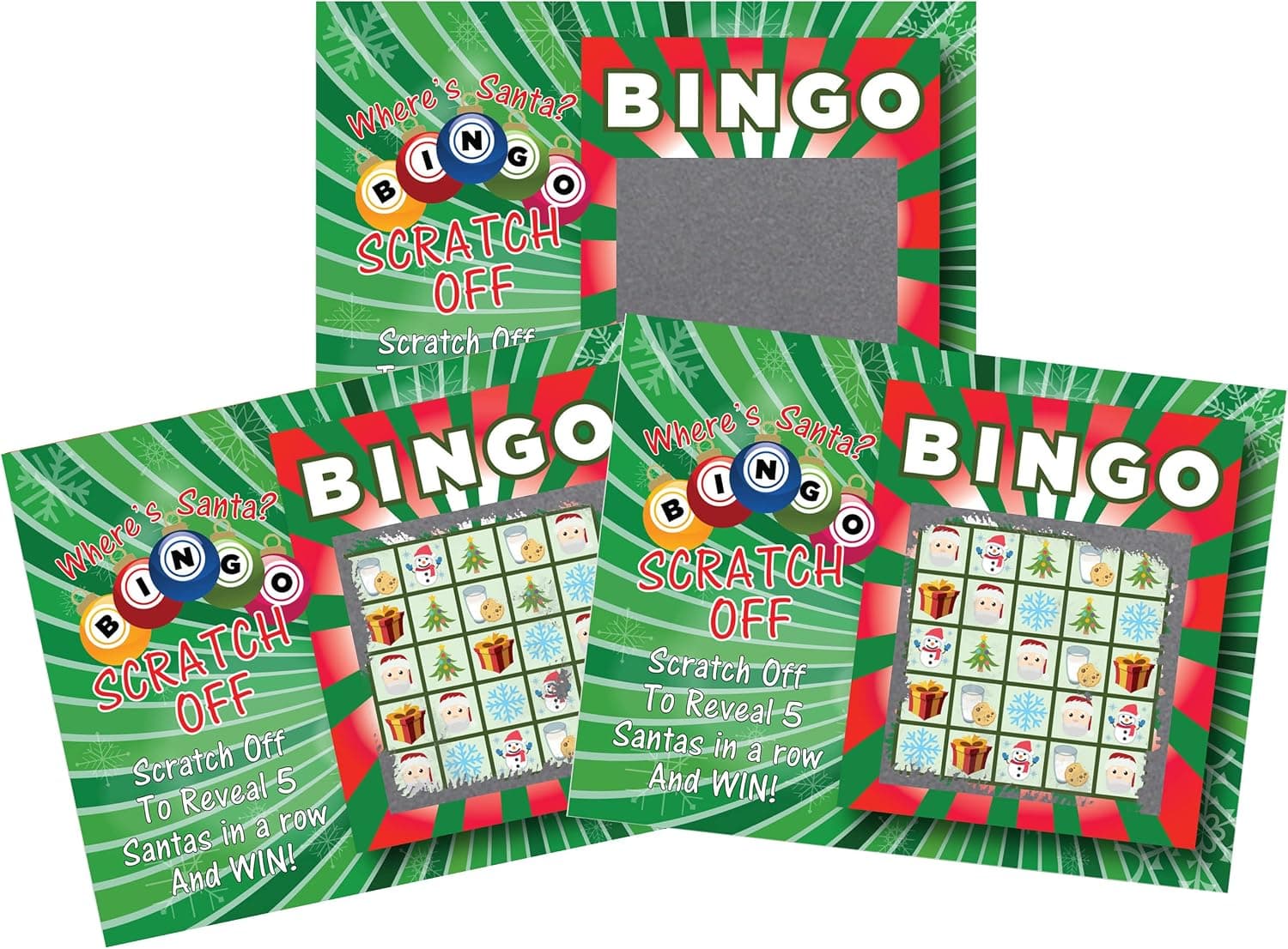 My Scratch Offs Christmas Holiday Scratch Off Family Holiday Dinner Game Cards Favors Bingo Rudolph Santa 26 Cards w/ 2 Winners