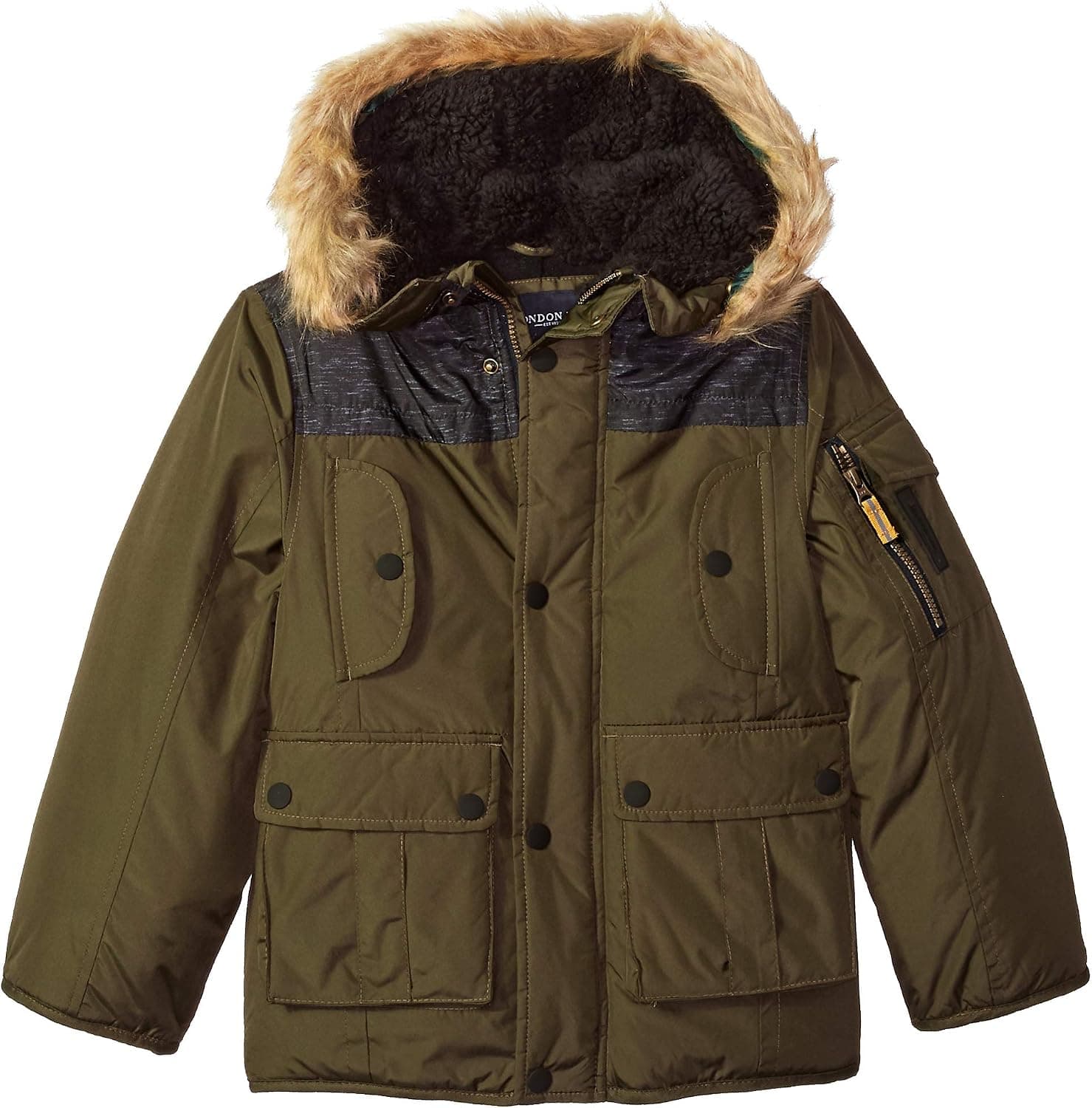 LONDON FOG Boys' Warm Winter Coat Parka with Cozy Trimmed Hood