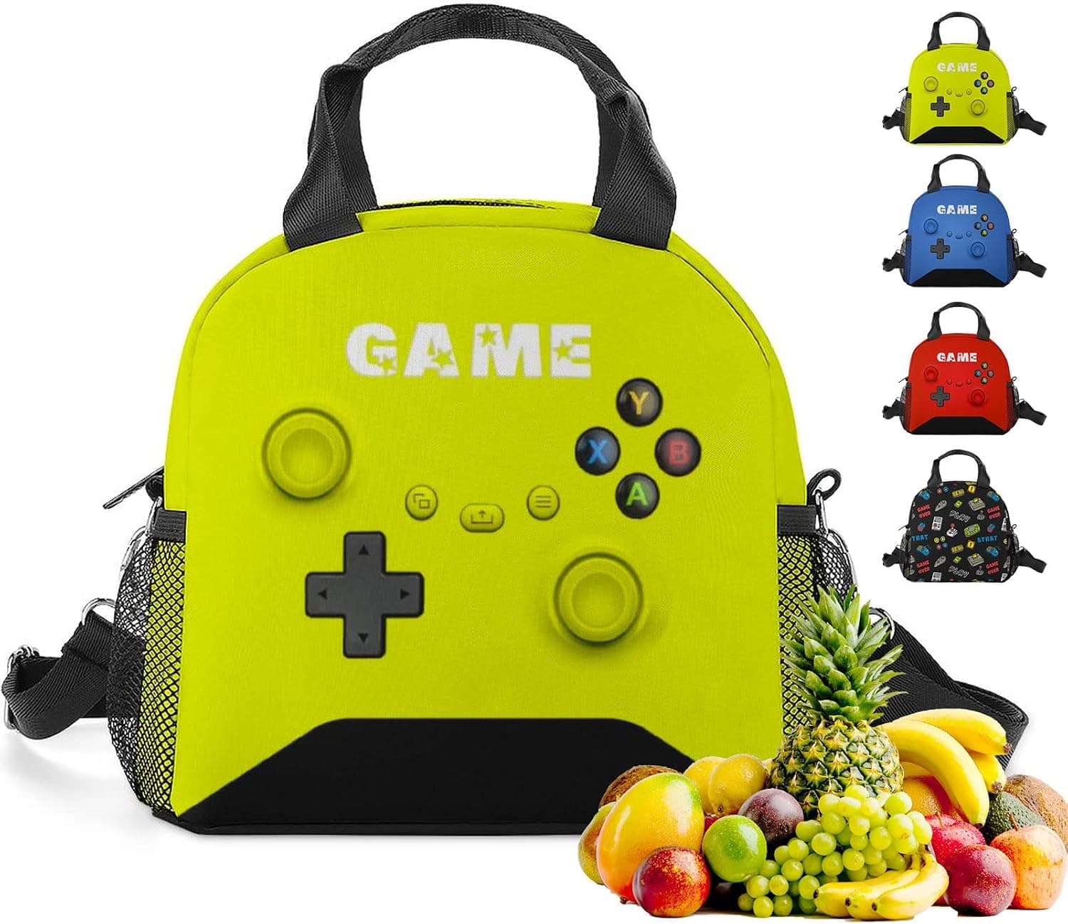 JIRAIKEI Game Lunch Bag for Boys Girls Gamer, Insulated Video Game Lunch for Work Out Travel Tirp, Reusable Box Thermal Cooler meal box