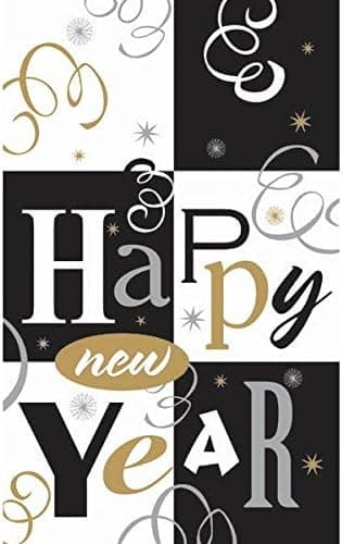 amscan Elegant New Year Block Party Plastic Table Cover Tableware, Multicolor, 54" x 102"