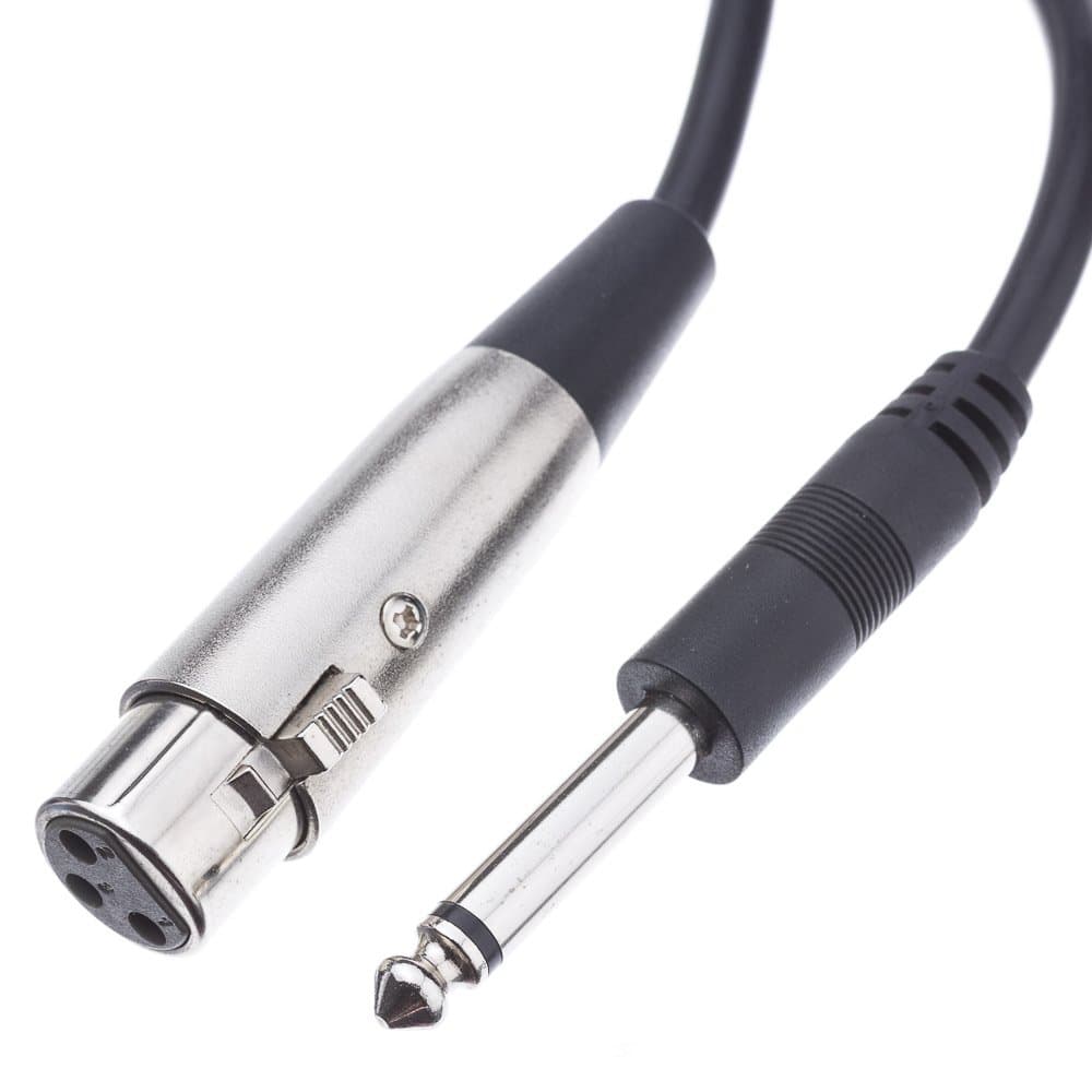 CableWholesale 3-Pin XLR Female to 1/4" Mono Male Audio Cable, 24 AWG Microphone Cable, 15 feet