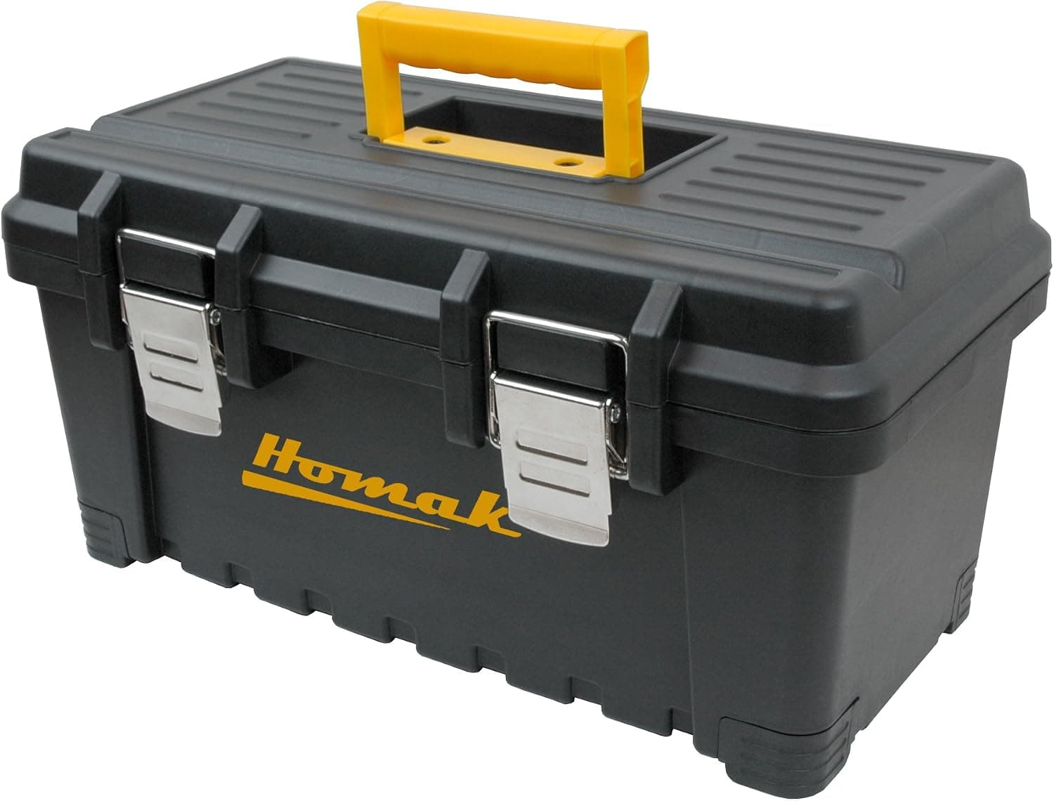Homak Plastic Tool Box with Metal Latches, 19-Inch, Black, BK00219001