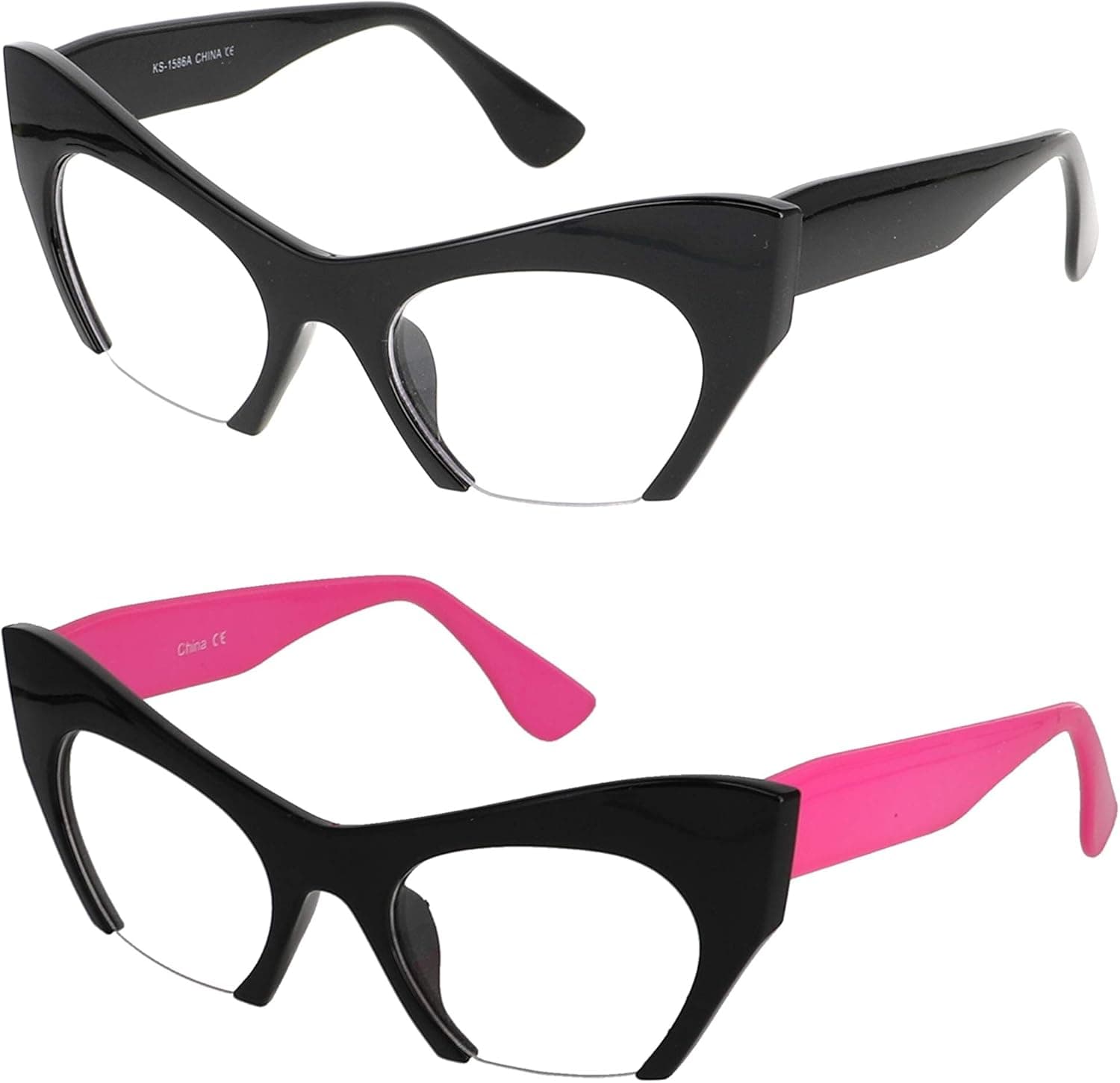 Cat Eye Eyeglasses Women Retro Vintage Razor Clear Lens Style Half Cut Off Frame