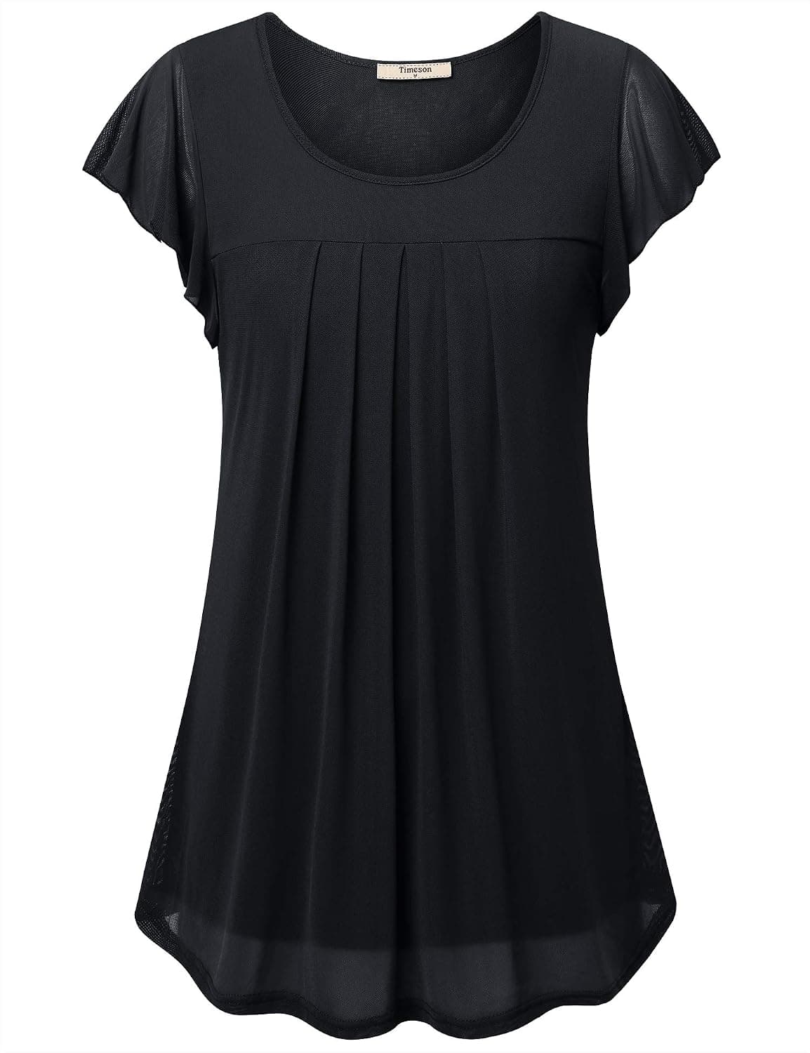 Timeson Women's Chiffon Sleeveless Blouse Tops Pleated Front Office Work Shirts