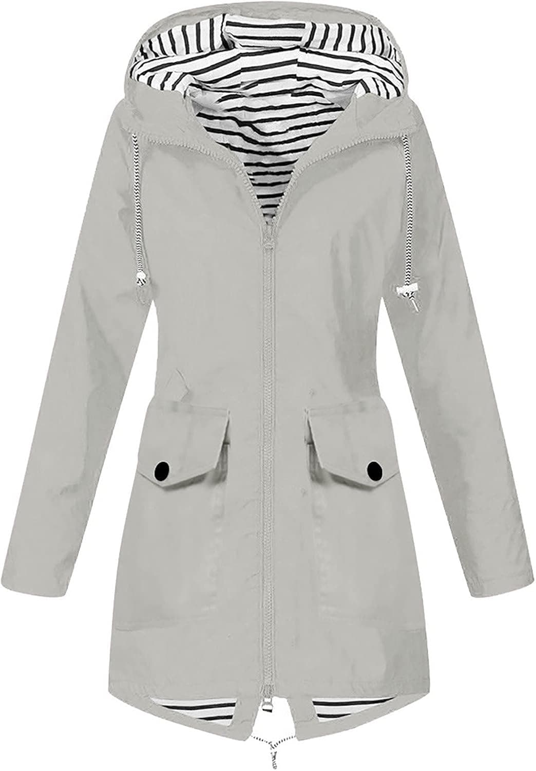 Qliuoazw Rain Jackets for Women Waterproof Lightweight Raincoat Outdoor Windbreaker Rain Jacket Slicker Shell Hooded Coat