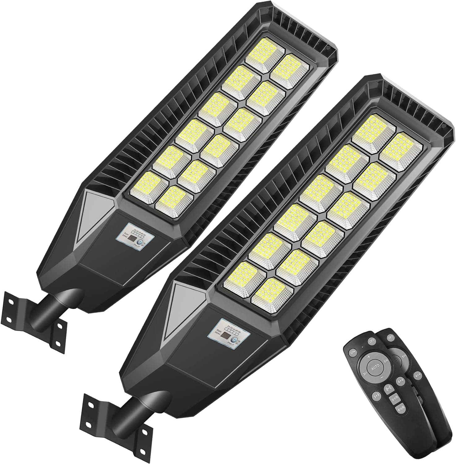 TENKOO LED Solar Street Light Outdoor - 2 Pack 70000LM 1200W Motion Sensor Lamp Waterproof IP66 Security Powered for Dusk Dawn Court and Parking Lot Solares Flood Lights Commercial Streetlight