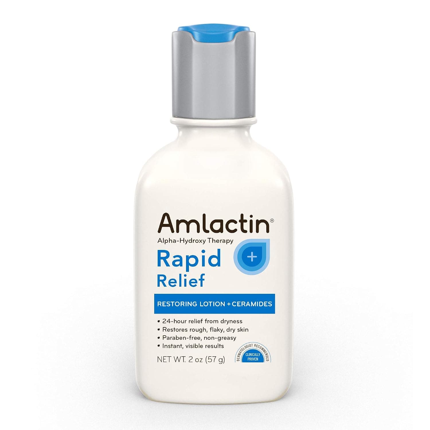 AmLactin Rapid Relief Restoring Lotion + Ceramides, 2 Ounce Travel Size Bottle, Paraben Free