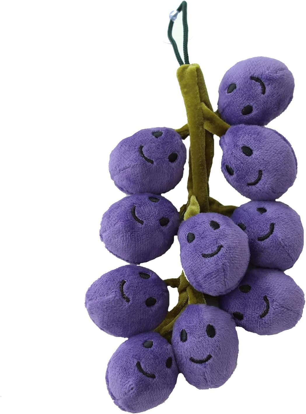 Marble Empire Grape Plush Toy Stuffed Fruit Plushies Grapes Ornaments Cute Car Accessories Rear View Mirror Hanging Decorations (Purple)