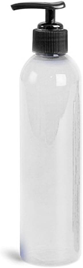 Royal Massage 8oz Bullet Round Massage Oil/Lotion/Liquid Bottle with Saddle Pump (Clear, 1)