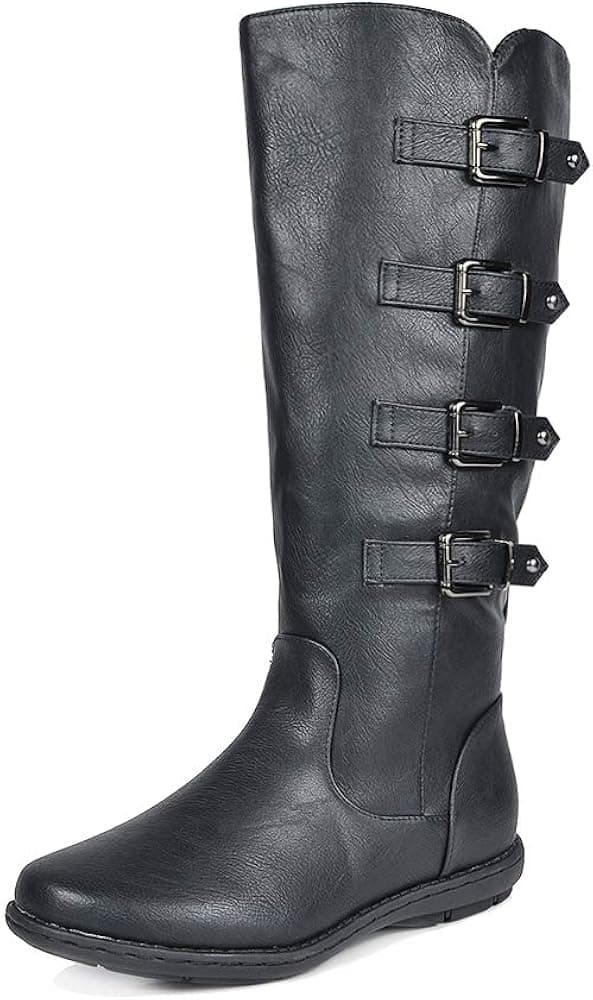 DREAM PAIRS Women's Rush Black Faux Fur Knee High Winter Boots Wide Calf Size 8 M US