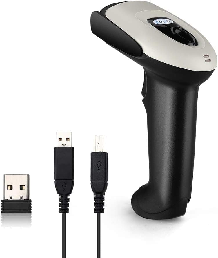 Wireless CCD Barcode Scanner, Evnvn 3-in-1 Bluetooth Bar Code Reader with 1200mAh Battery, 2.4GHz 100m Transmission and CCD Image Scanning for Retail Store, Warehouse and Library
