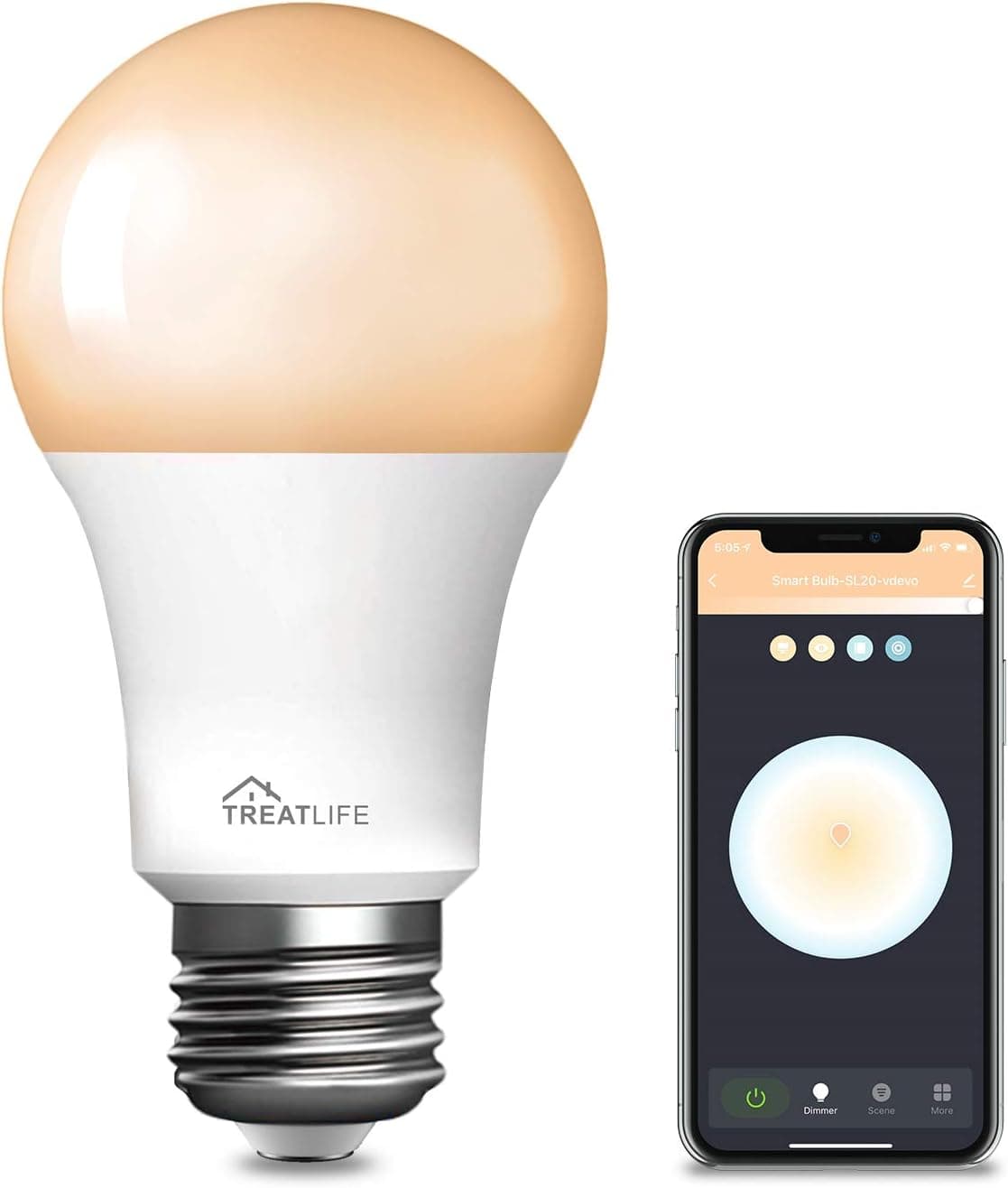 TREATLIFE Smart Light Bulb Smart Bulb, Tunable White Dimmable Compatible with Alexa and Google Assistant LED Light Bulb, 2.4GHz WiFi, E26 A19 9W (60W Equivalent), No Hub Required