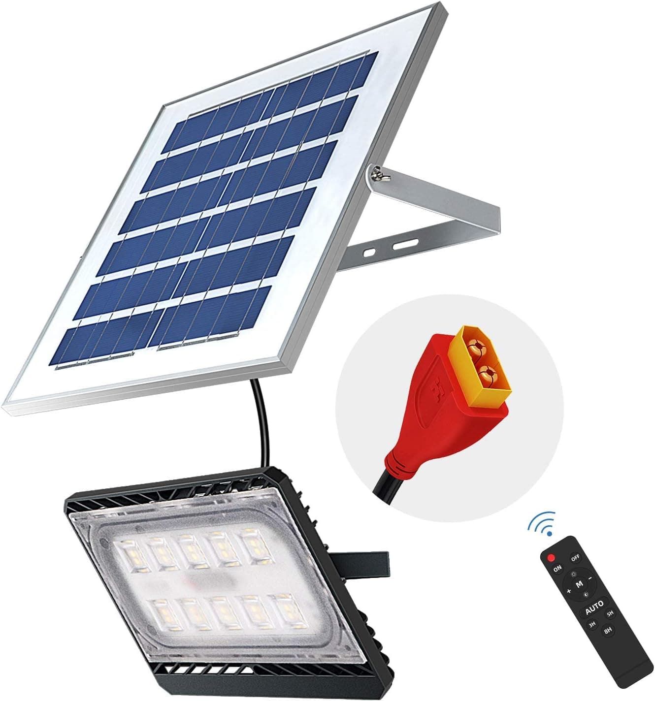 60W Solar Flood Light Outdoor, Dusk to Dawn Solar Sercurity Light IP65 Waterproof, LED Flood Light Solar Powered with Remote Control,6000K Daylight White for Yard, Garden, Pathway,Garage, Porch