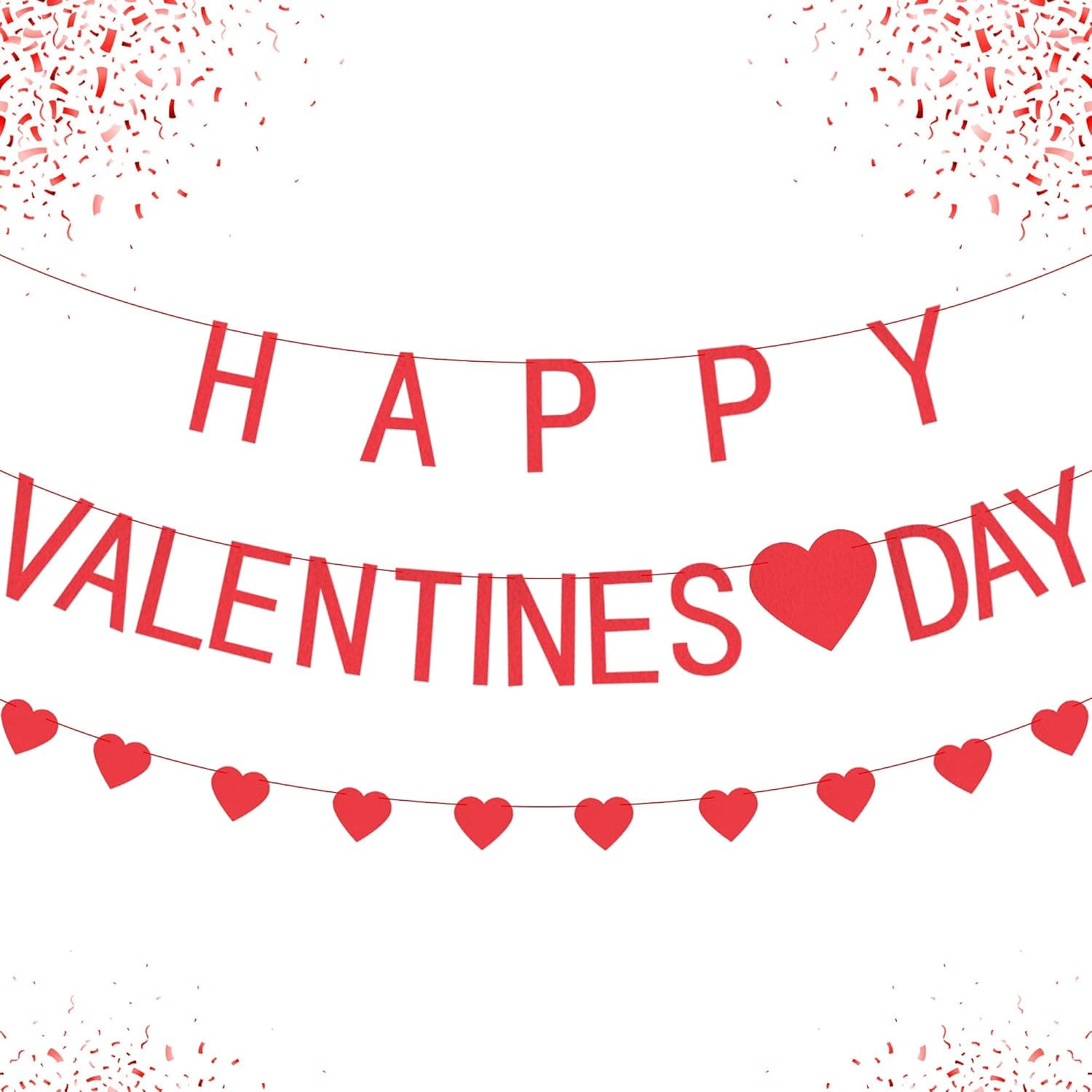 Felt, Happy Valentines Day Banner - 8.2 Feet, No DIY Heart Garland | Valentine Decorations for Classroom, Happy Valentines Day Felt Banner | Valentines Banner for Romantic Night, Valentines Day Décor