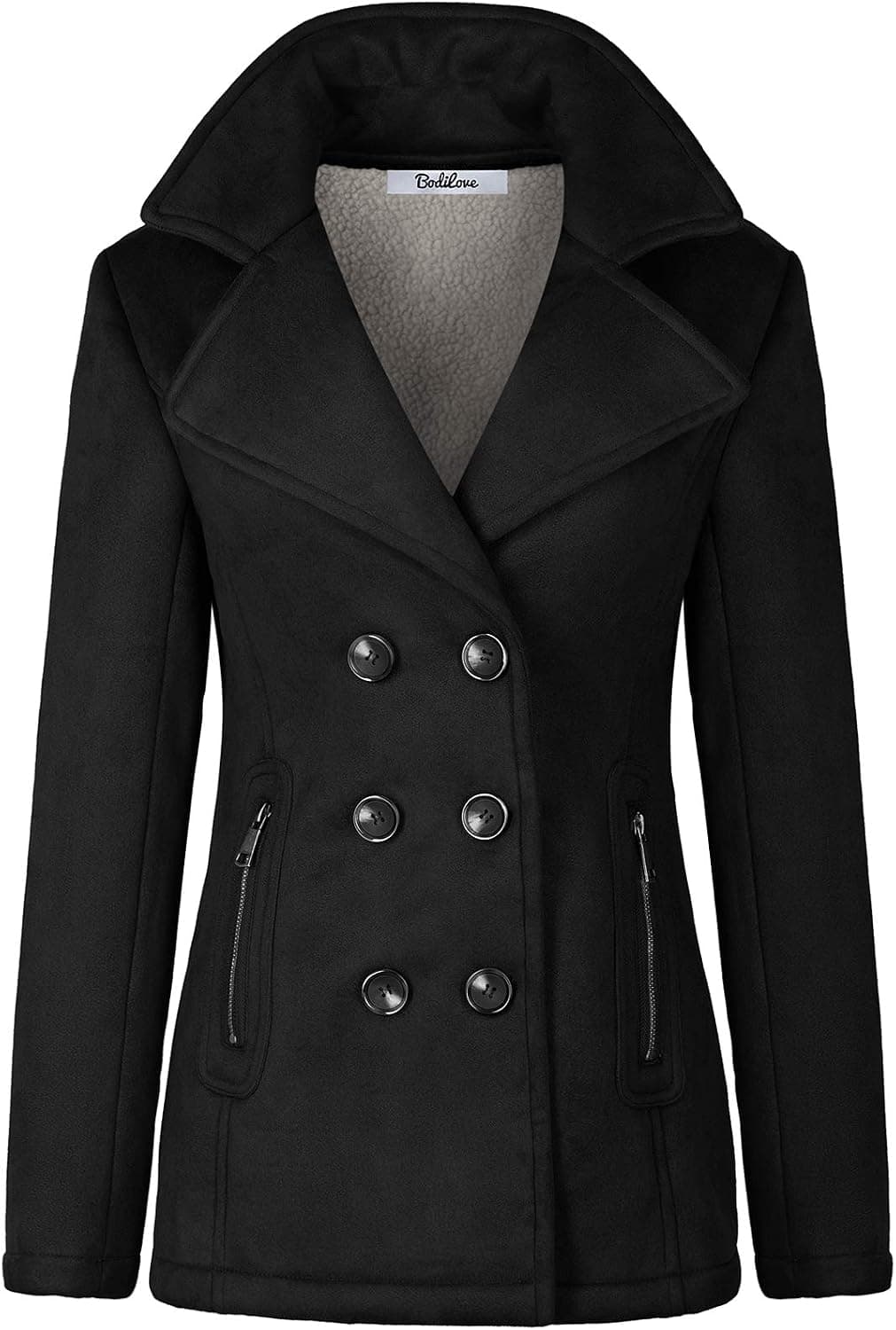 BodiLove Women's Stylish and Warm Peacoat with Sherpa Lining