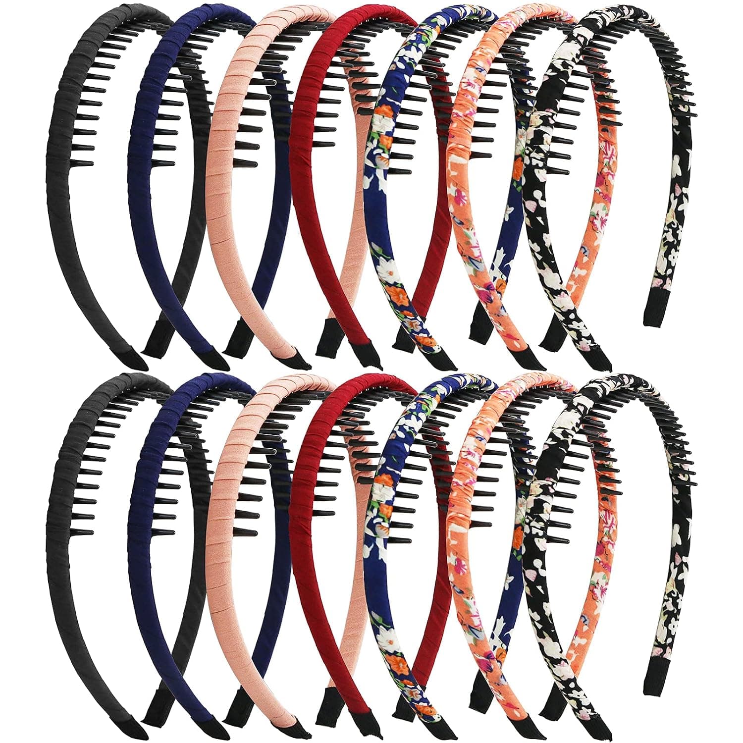 ISUSSER 14PCS Multicolor Fashion Resin Teeth Comb Hair Hoop Hairband, 7 Colors