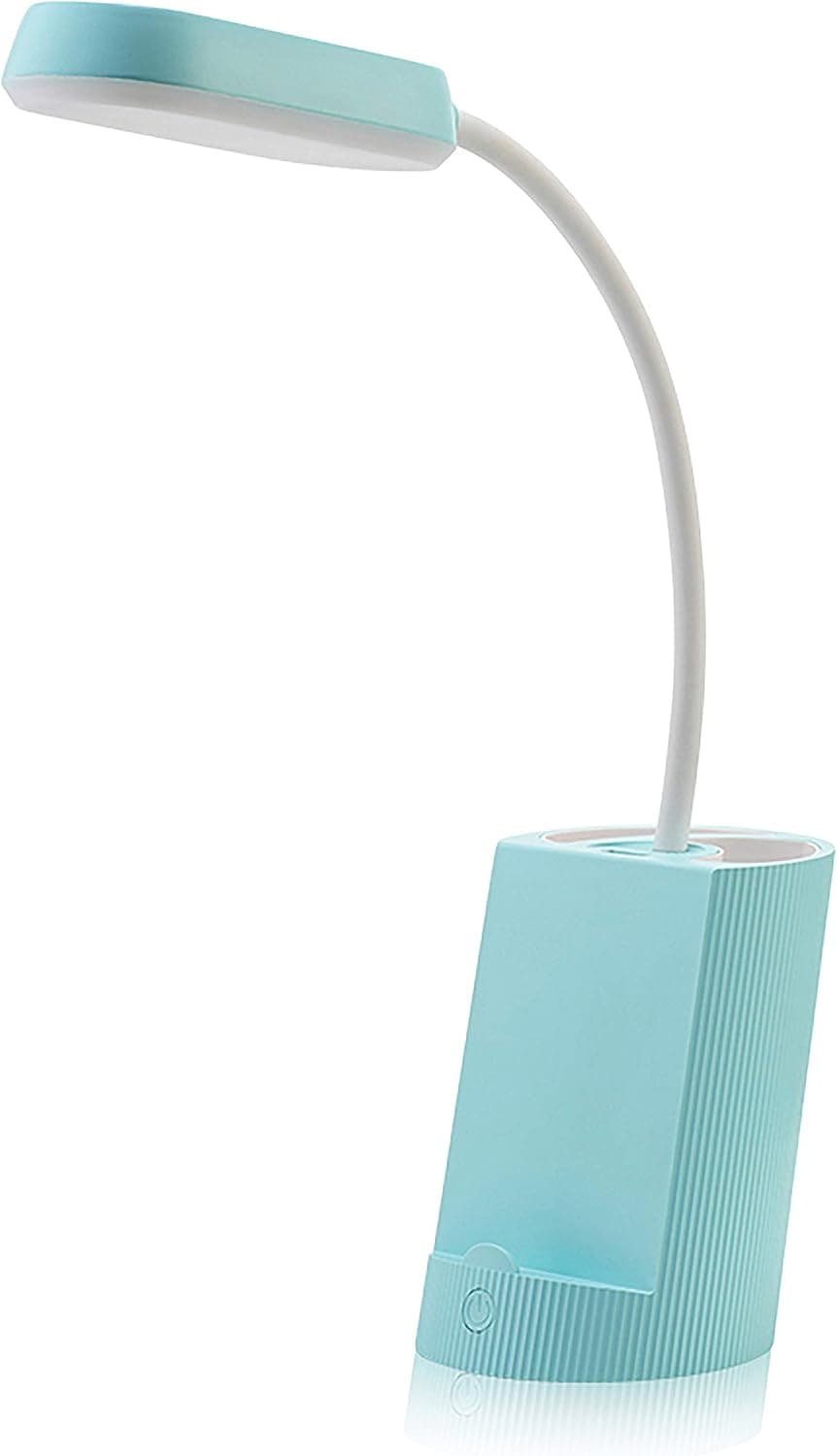 LODESTAR LED Desk Lamp with USB Charging Port, Pencil and Phone Holder Multi-Functional Study and Reading Lamp for Bedroom and Office with 3 Modes of Brightness - Sky Blue