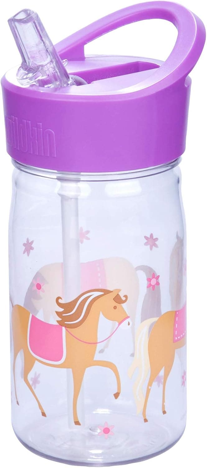 Wildkin Kids Reusable 16 Ounce Water Bottle for Boys and Girls, Features Straw Top and Carrying Handle, Perfect Size for School or Travel, Patterns Coordinate with Our Lunch Boxes and Lunch Bags