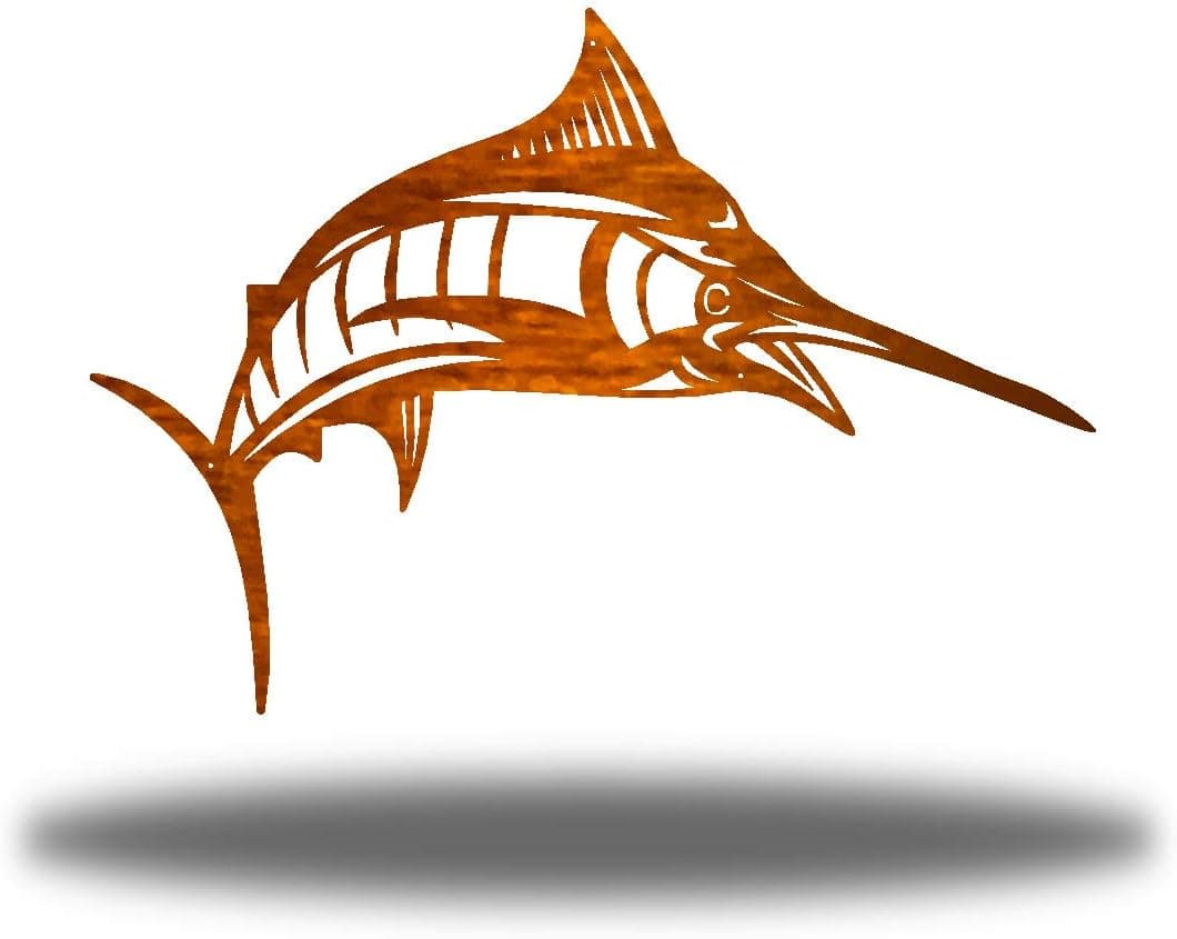 Riverside Designs The Blue Marlin Metal Hanging Wall Art Sculpture Hanging Sign (24", Copper)
