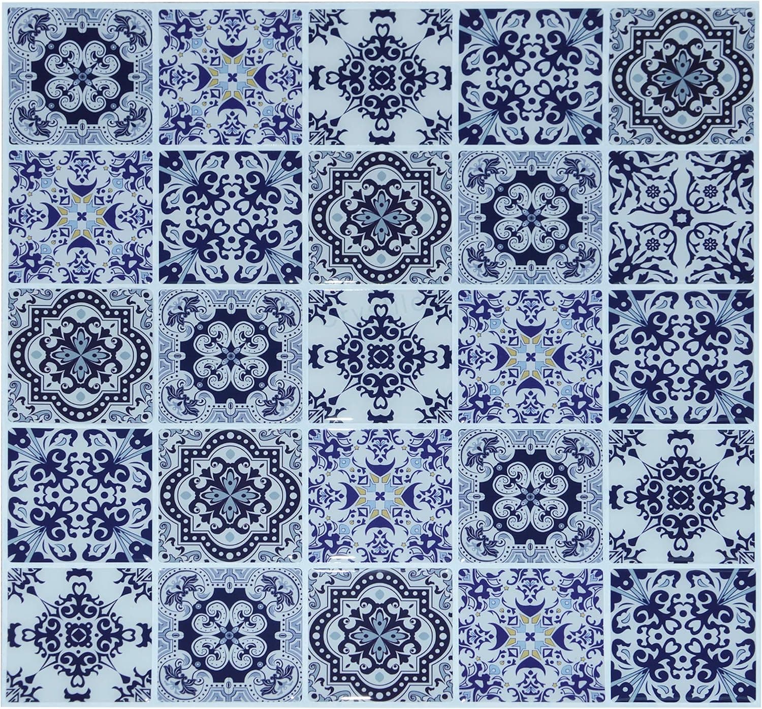 Crystiles 10"x10" Marble Peel and Stick Backsplash, Self-Adhesive Backsplash for Kitchen, Talavera Mexican, 1 Sheet Sample