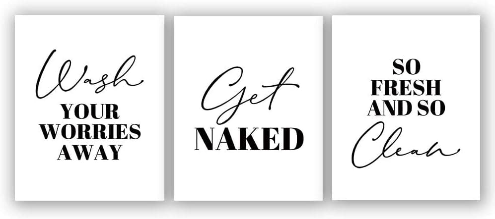 Creative Laundry Room Art Print Set of 3 (8”X10” Canvas Painting，Inspirational Phrases Wall Art Poster for Kids Bathroom or Washroom Minimalist Home Decor，No Frame
