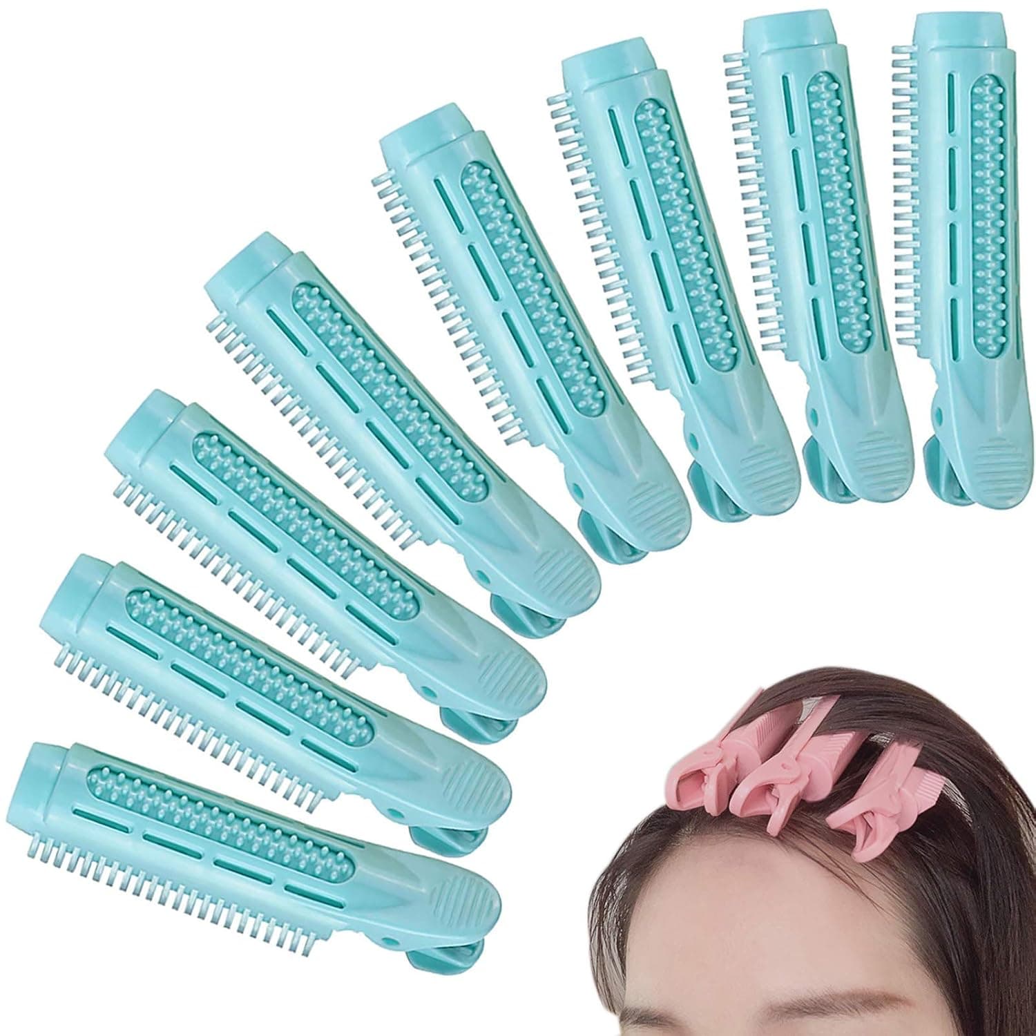 ８ Pack Light Blue Careuoklab Hair Rollers Hair Curler, DIY Hair Styling Tools for Women Girls